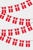 Denmark Rectangular Flag Bunting - 50 Meters Premium String Flags for Party Decoration | Professional Quality Raschel Fabric