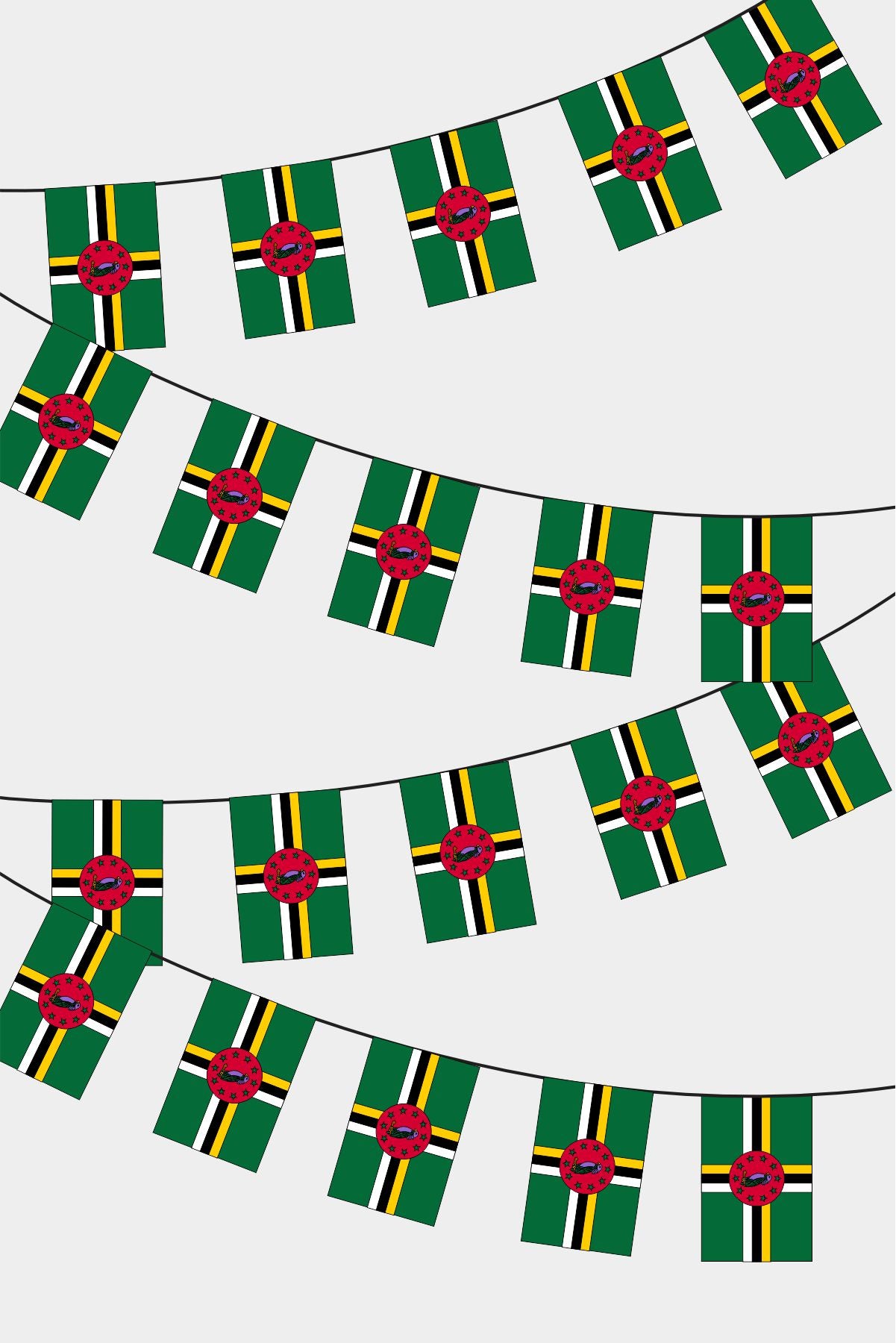 Dominica Rectangular Flag Bunting - 50 Meters Premium String Flags for Party Decoration | Professional Quality Raschel Fabric