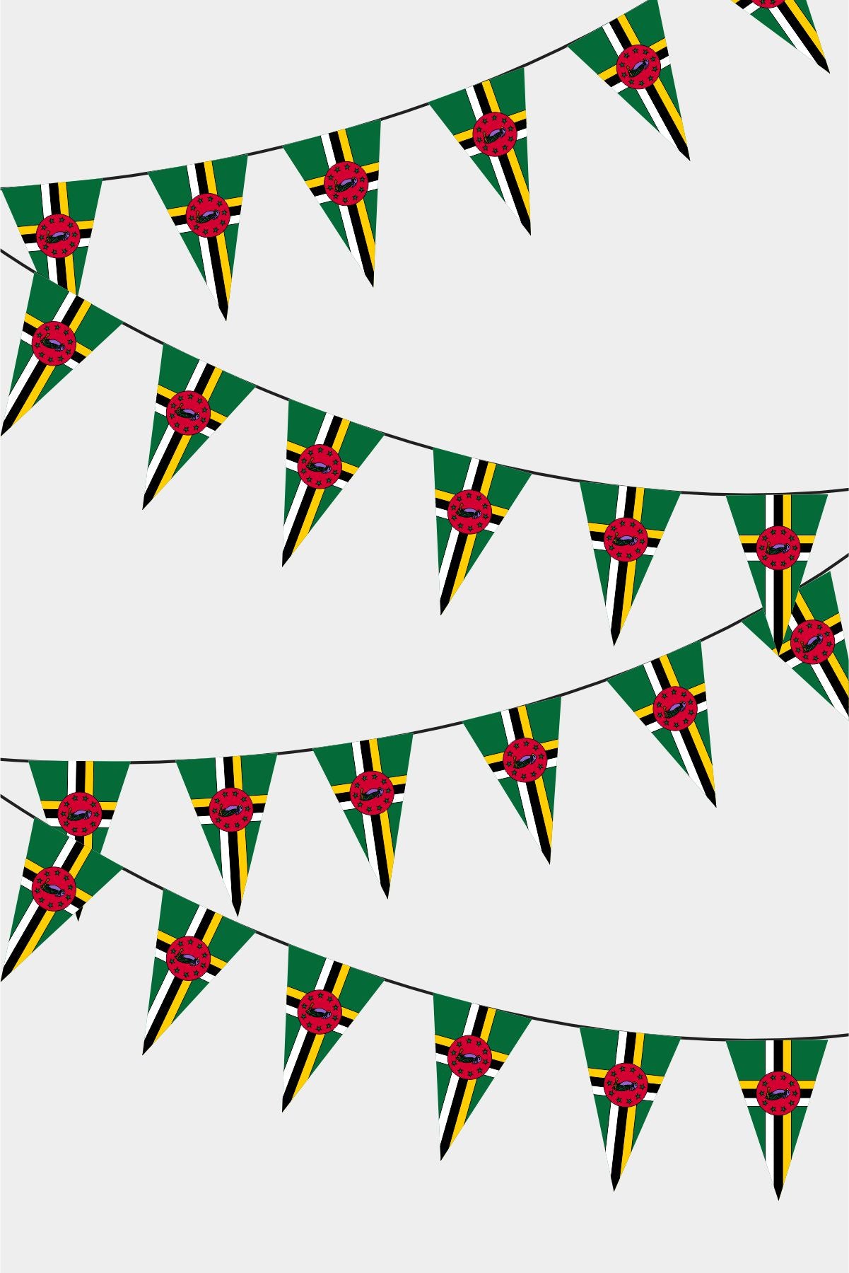 Dominica Triangular Flag Bunting - 50 Meters Premium Pennant Flags for Party Decoration | Professional Quality Raschel Fabric