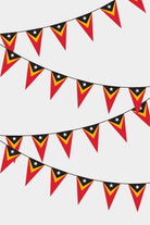 East Timor Triangular Flag Bunting - 50 Meters Premium Pennant Flags for Party Decoration | Professional Quality Raschel Fabric