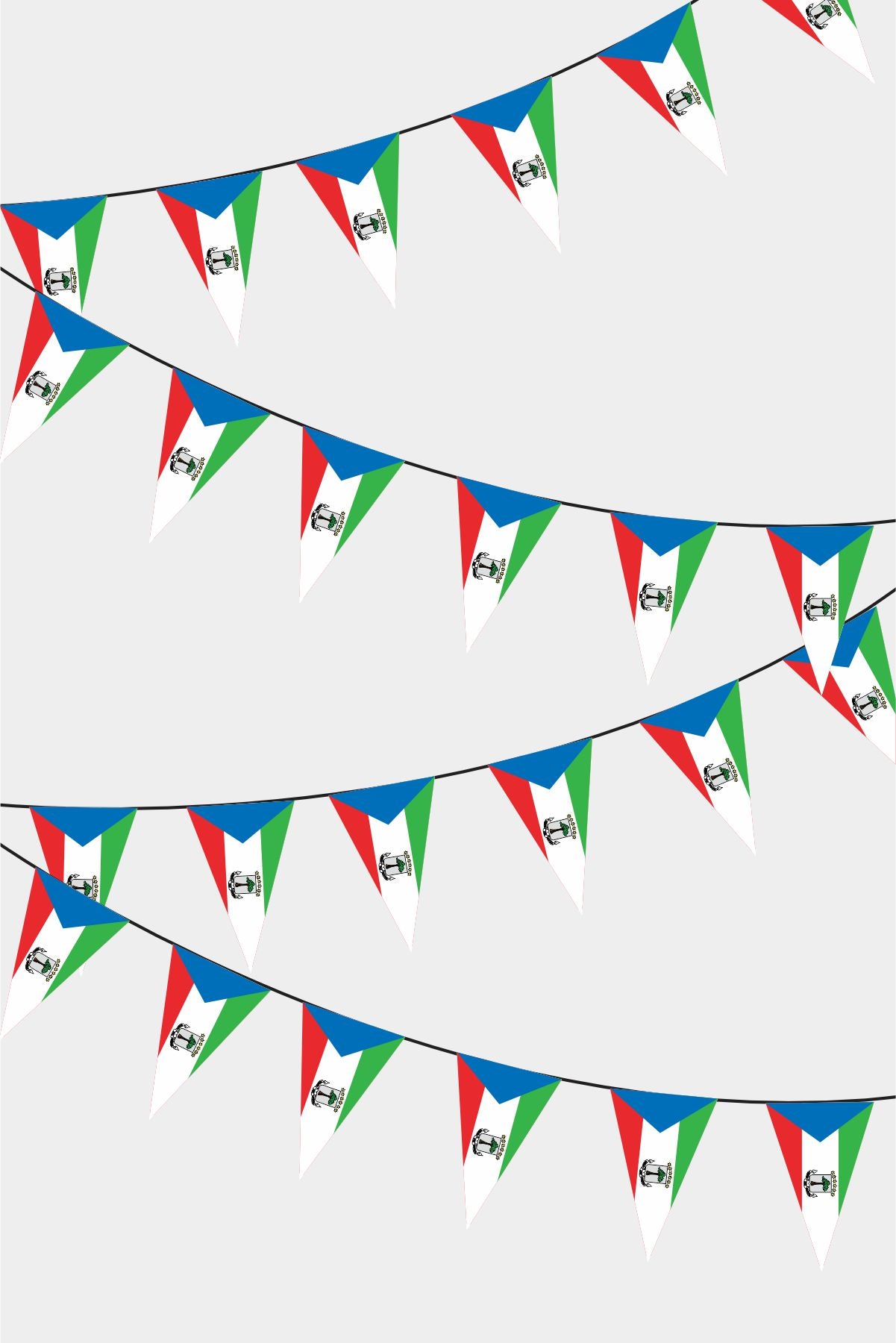 Equatorial Guinea Triangular Flag Bunting - 50 Meters Premium Pennant Flags for Party Decoration | Professional Quality Raschel Fabric