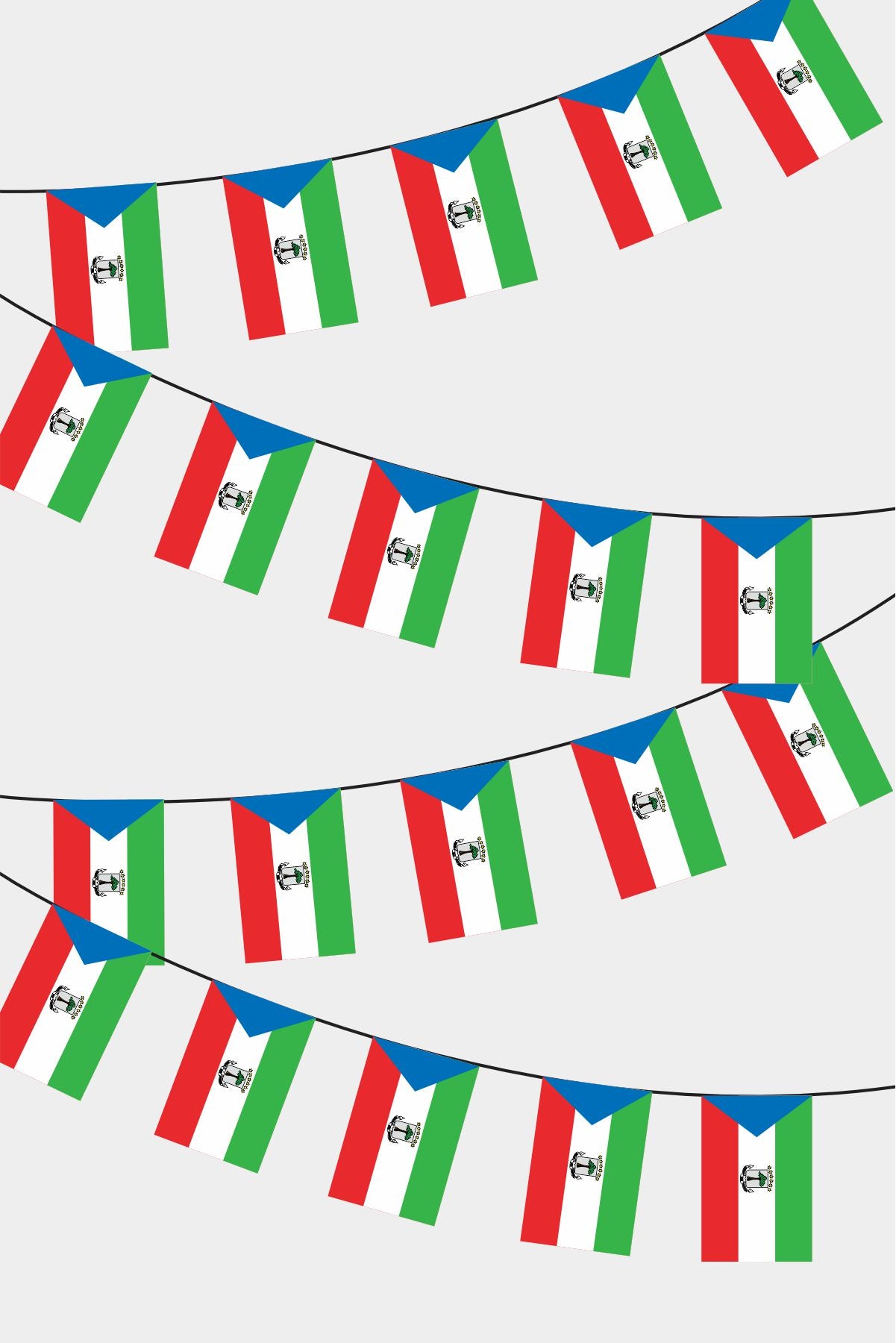 Equatorial Guinea Rectangular Flag Bunting - 50 Meters Premium String Flags for Party Decoration | Professional Quality Raschel Fabric