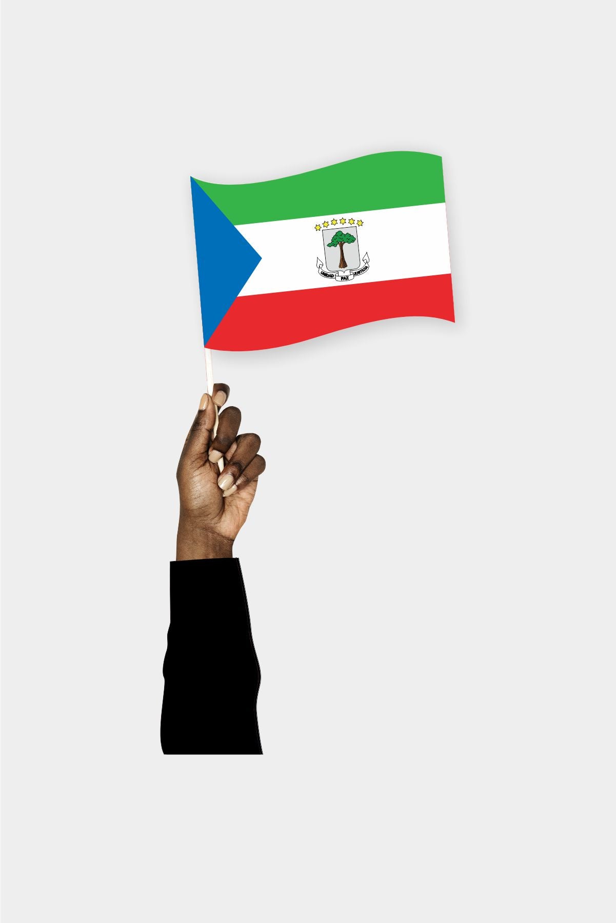 Equatorial Guinea handheld flag on stick - durable polyester country flag for events and parades