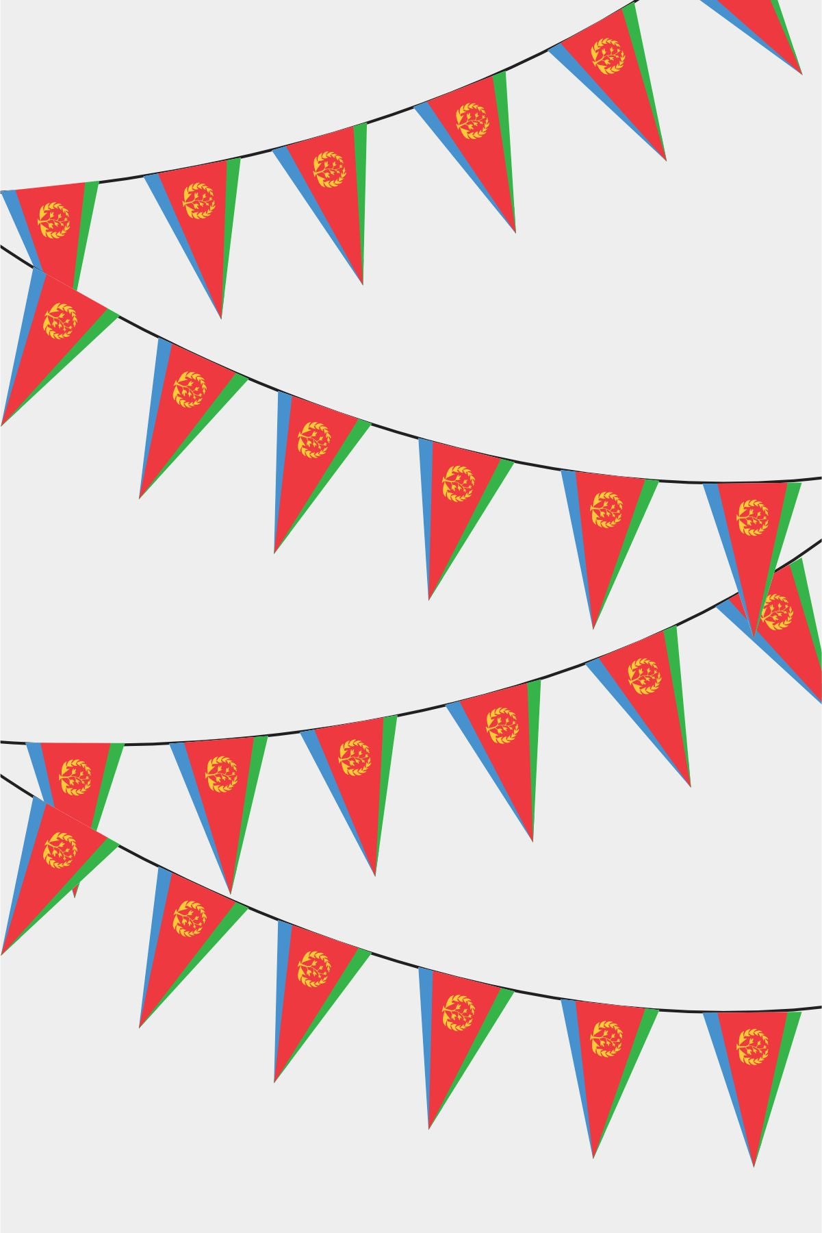 Eritrea Triangular Flag Bunting - 50 Meters Premium Pennant Flags for Party Decoration | Professional Quality Raschel Fabric