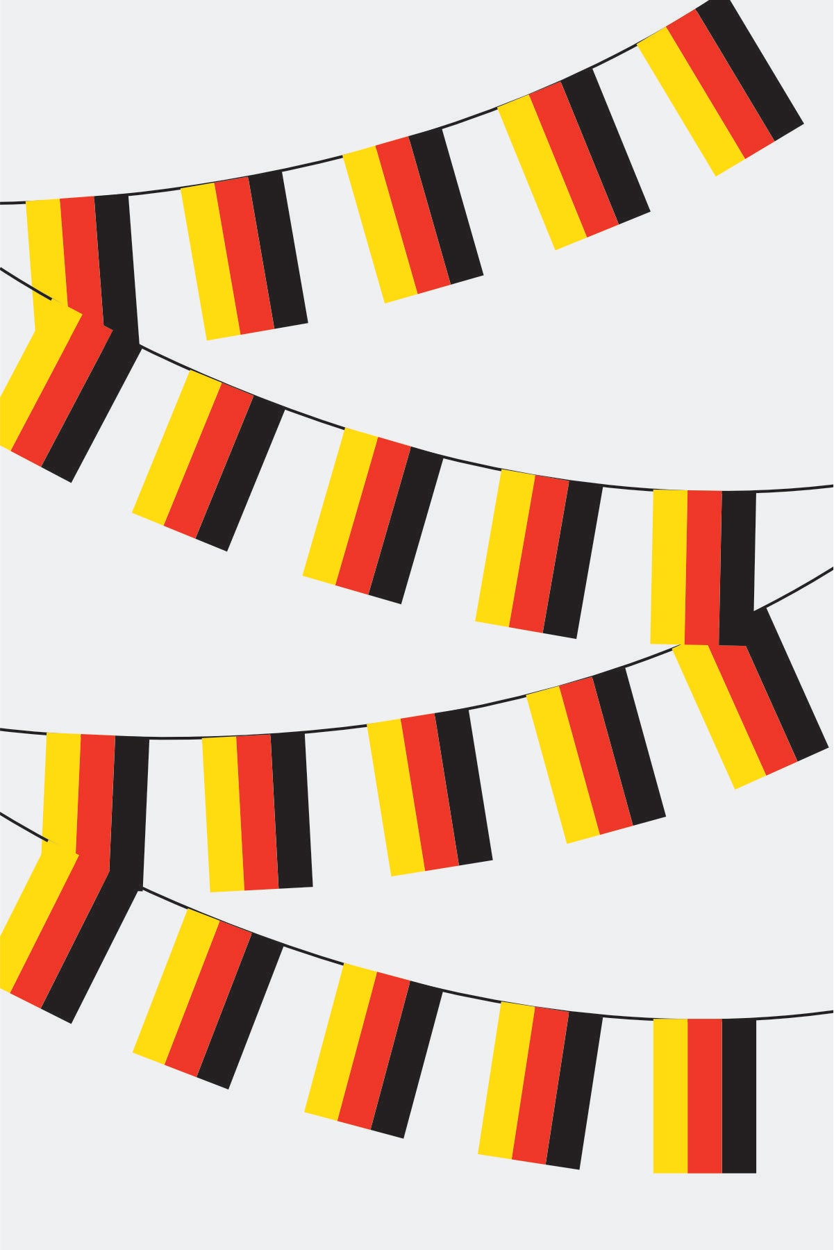 Germany Rectangular Flag Bunting - 50 Meters Premium String Flags for Party Decoration | Professional Quality Raschel Fabric