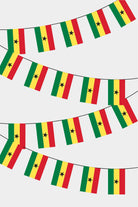 Ghana Rectangular Flag Bunting - 50 Meters Premium String Flags for Party Decoration | Professional Quality Raschel Fabric