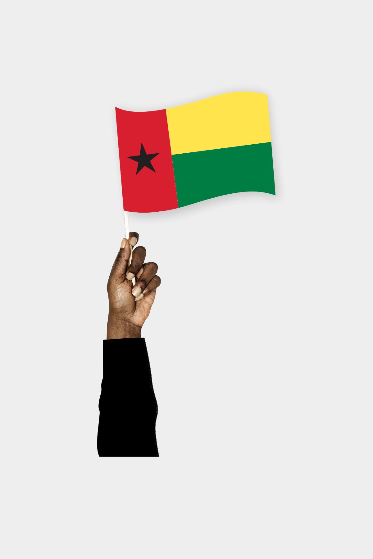 Guinea-Bissau handheld flag on stick - durable polyester country flag for events and parades