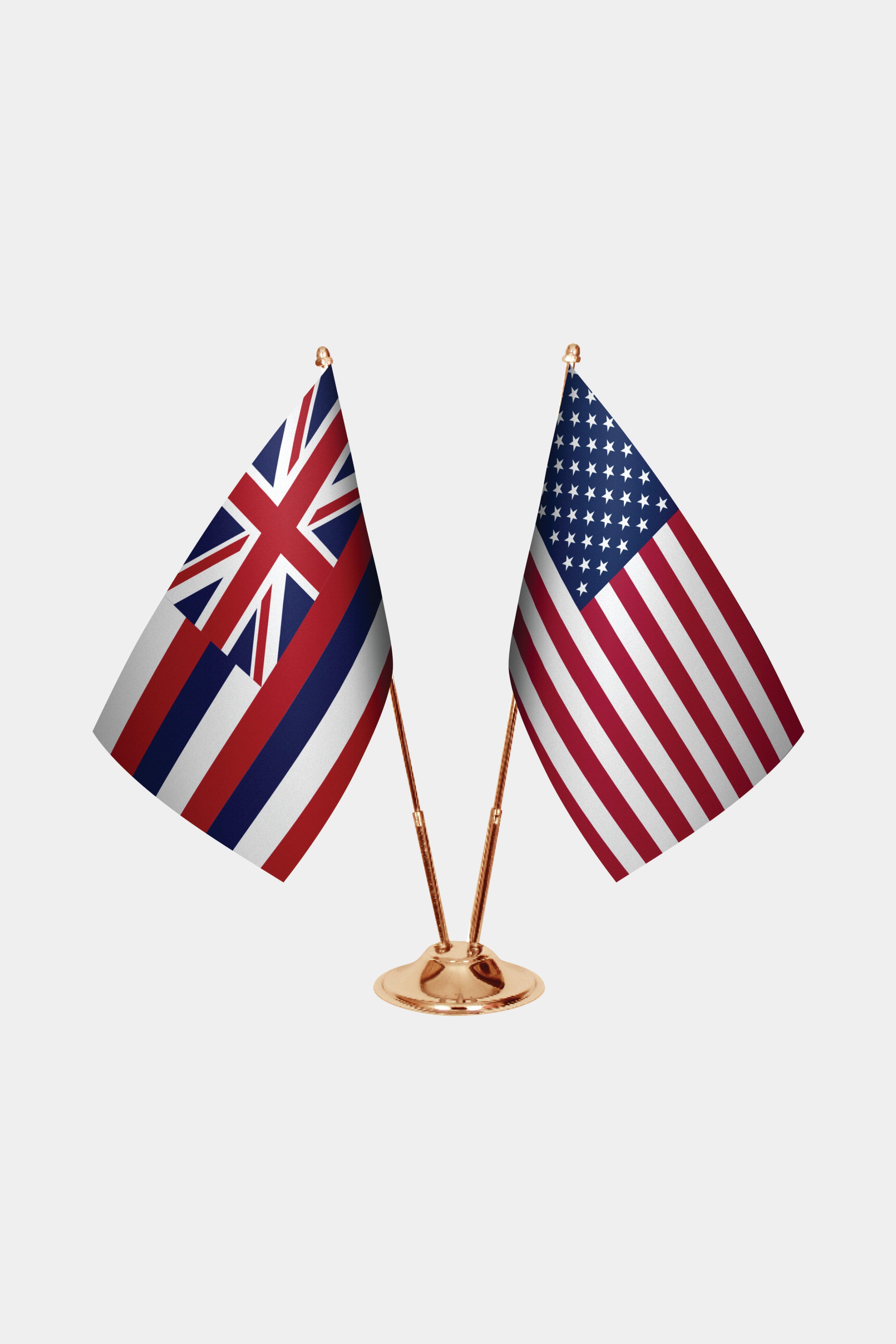Hawaii & U.S. Desk Flag Set