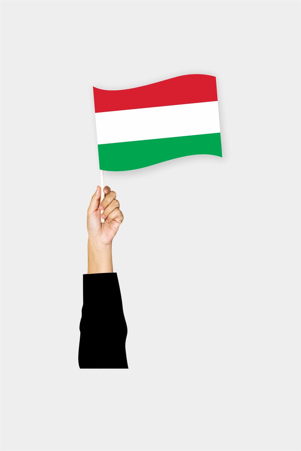 Hungary handheld flag on stick - durable polyester country flag for events and parades