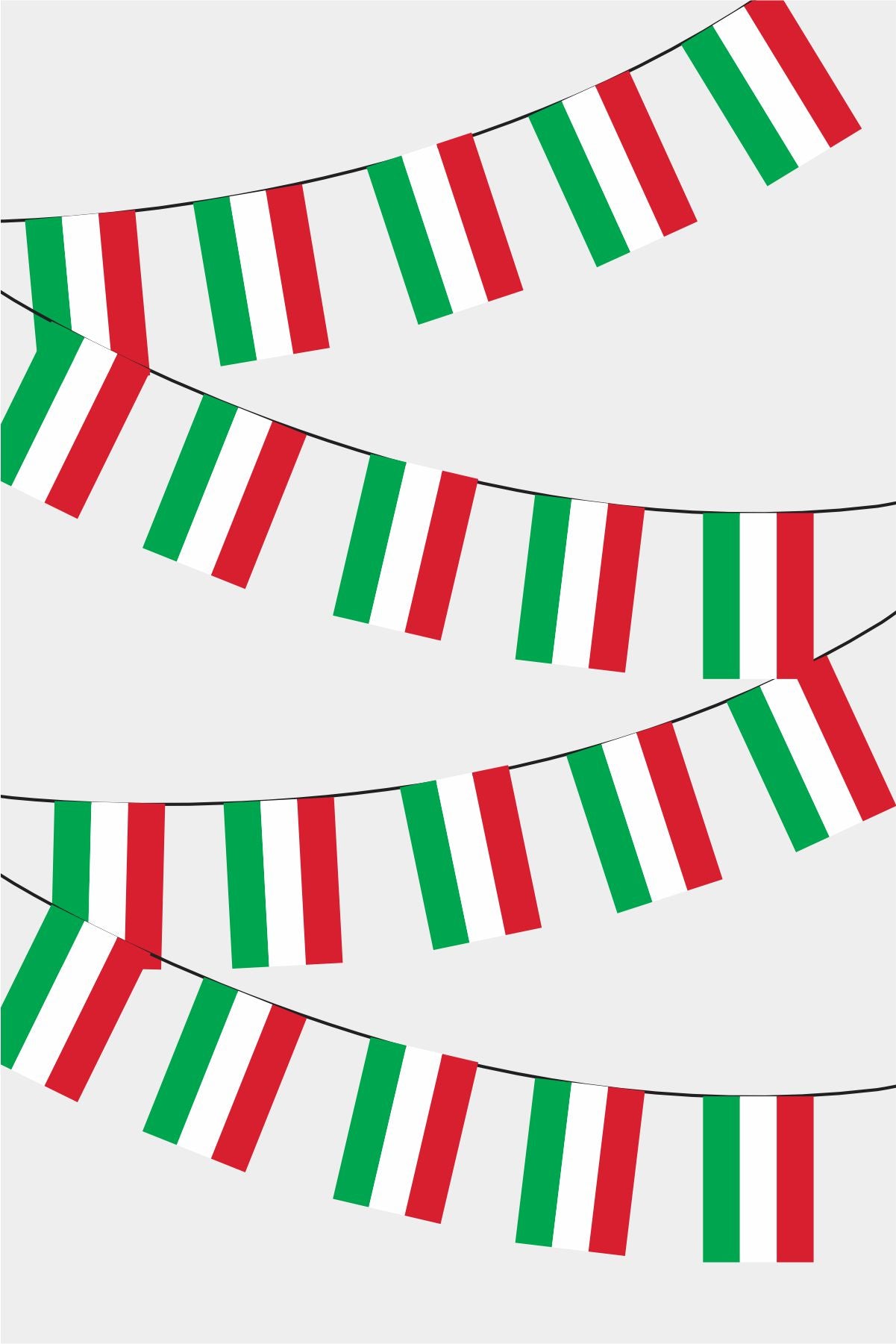 Hungary Rectangular Flag Bunting - 50 Meters Premium String Flags for Party Decoration | Professional Quality Raschel Fabric