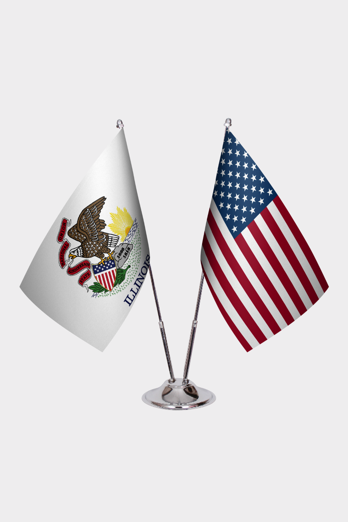 Illinois & U.S. Desk Flag Set