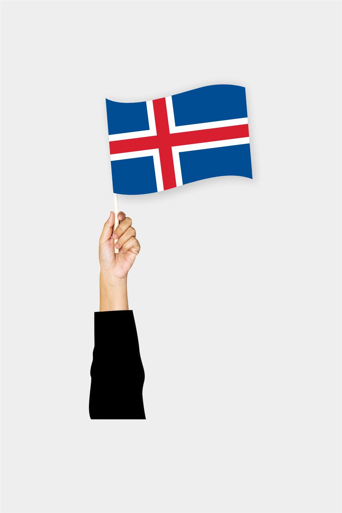 Iceland handheld flag on stick - durable polyester country flag for events and parades