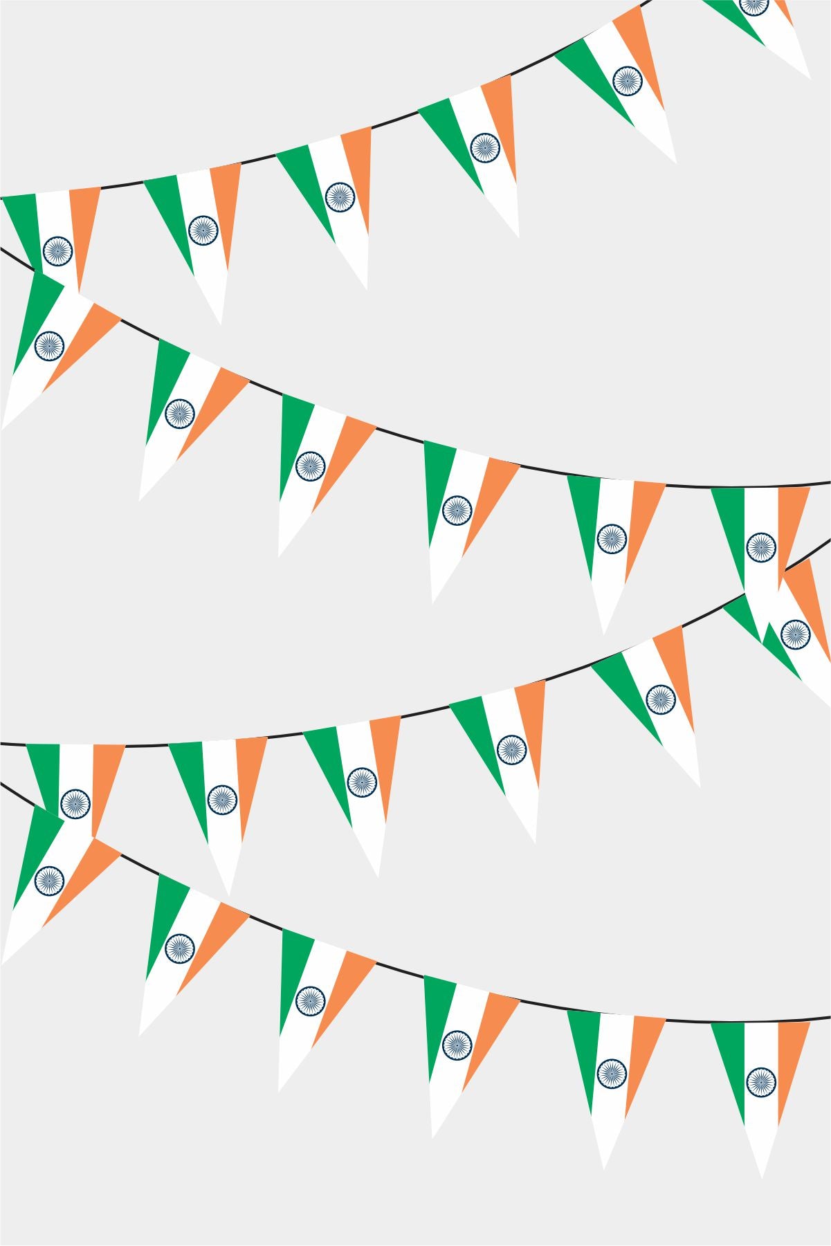 India Triangular Flag Bunting - 50 Meters Premium Pennant Flags for Party Decoration | Professional Quality Raschel Fabric