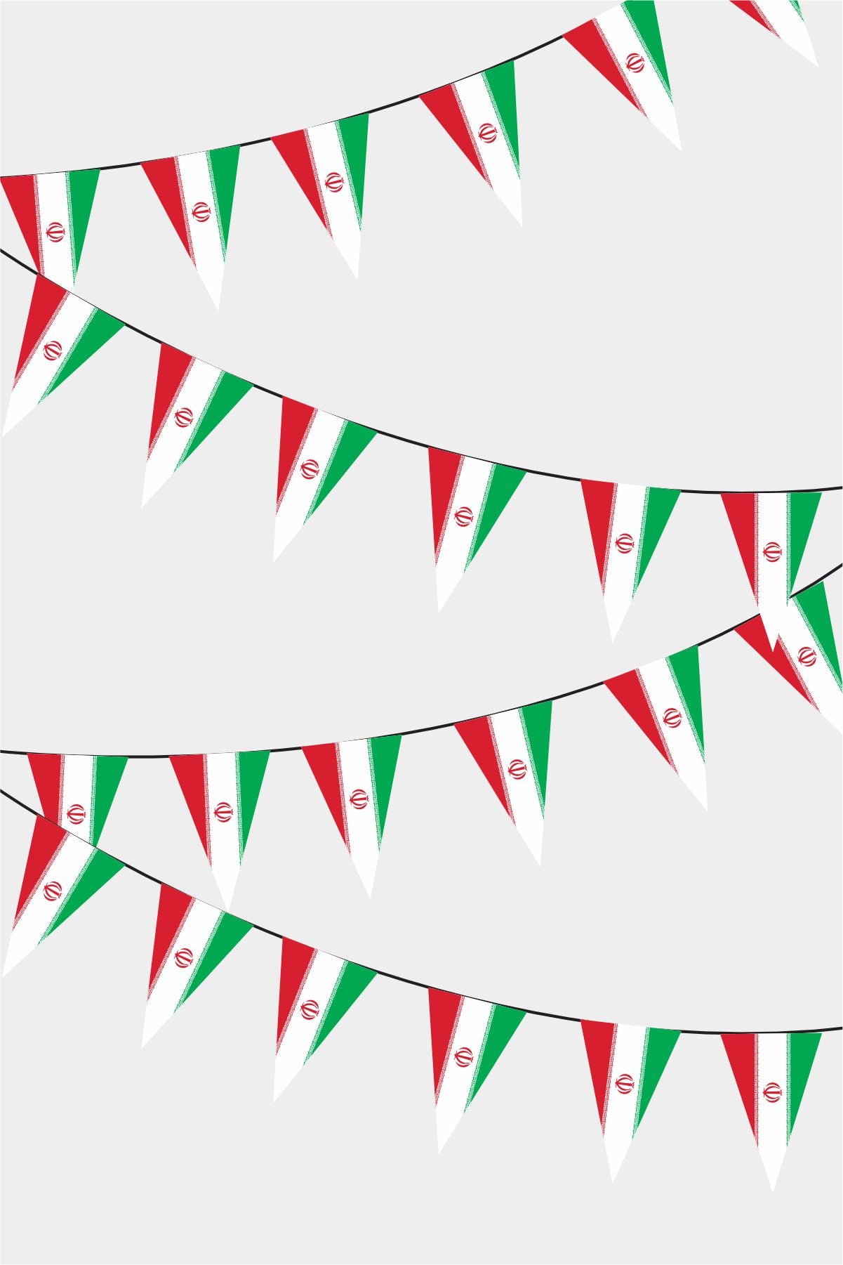Iranian Triangular Flag Bunting - 50 Meters Premium Pennant Flags for Party Decoration | Professional Quality Raschel Fabric