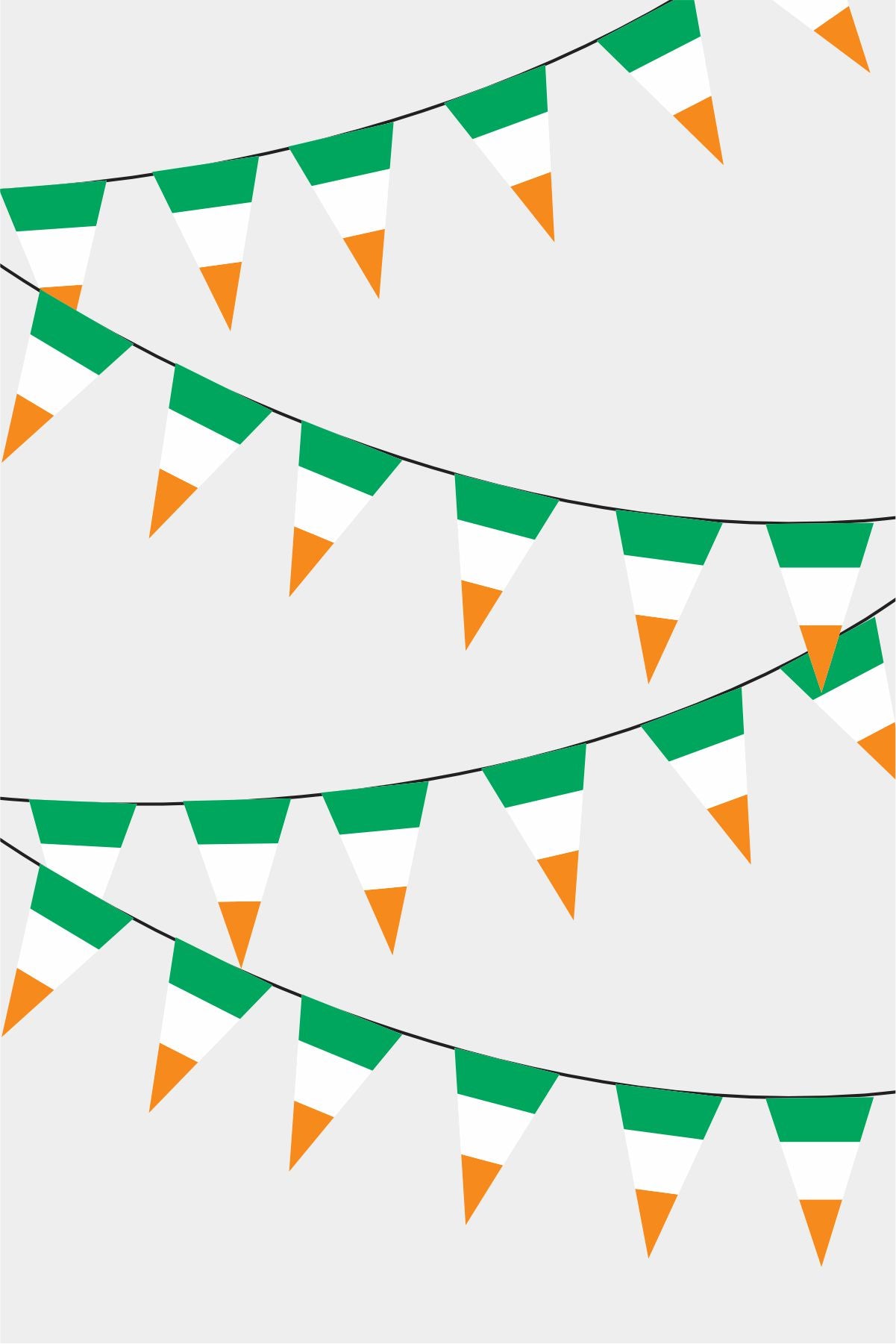 Ireland Triangular Flag Bunting - 50 Meters Premium Pennant Flags for Party Decoration | Professional Quality Raschel Fabric