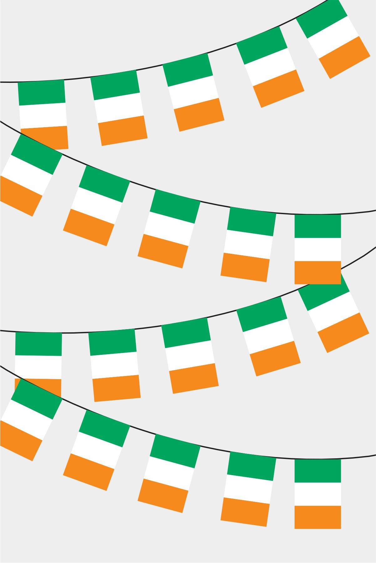 Ireland Rectangular Flag Bunting - 50 Meters Premium String Flags for Party Decoration | Professional Quality Raschel Fabric