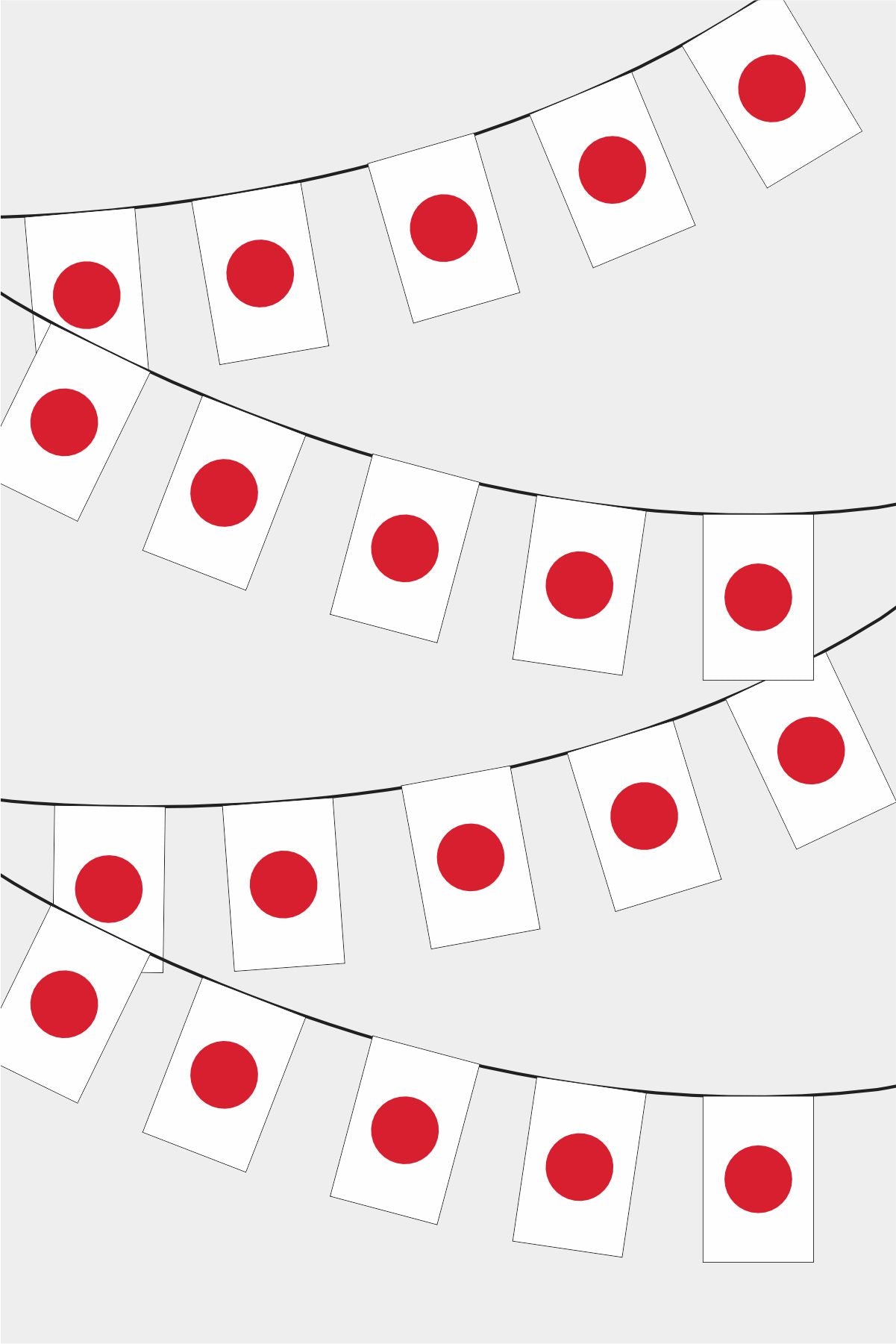 Japan Rectangular Flag Bunting - 50 Meters Premium String Flags for Party Decoration | Professional Quality Raschel Fabric