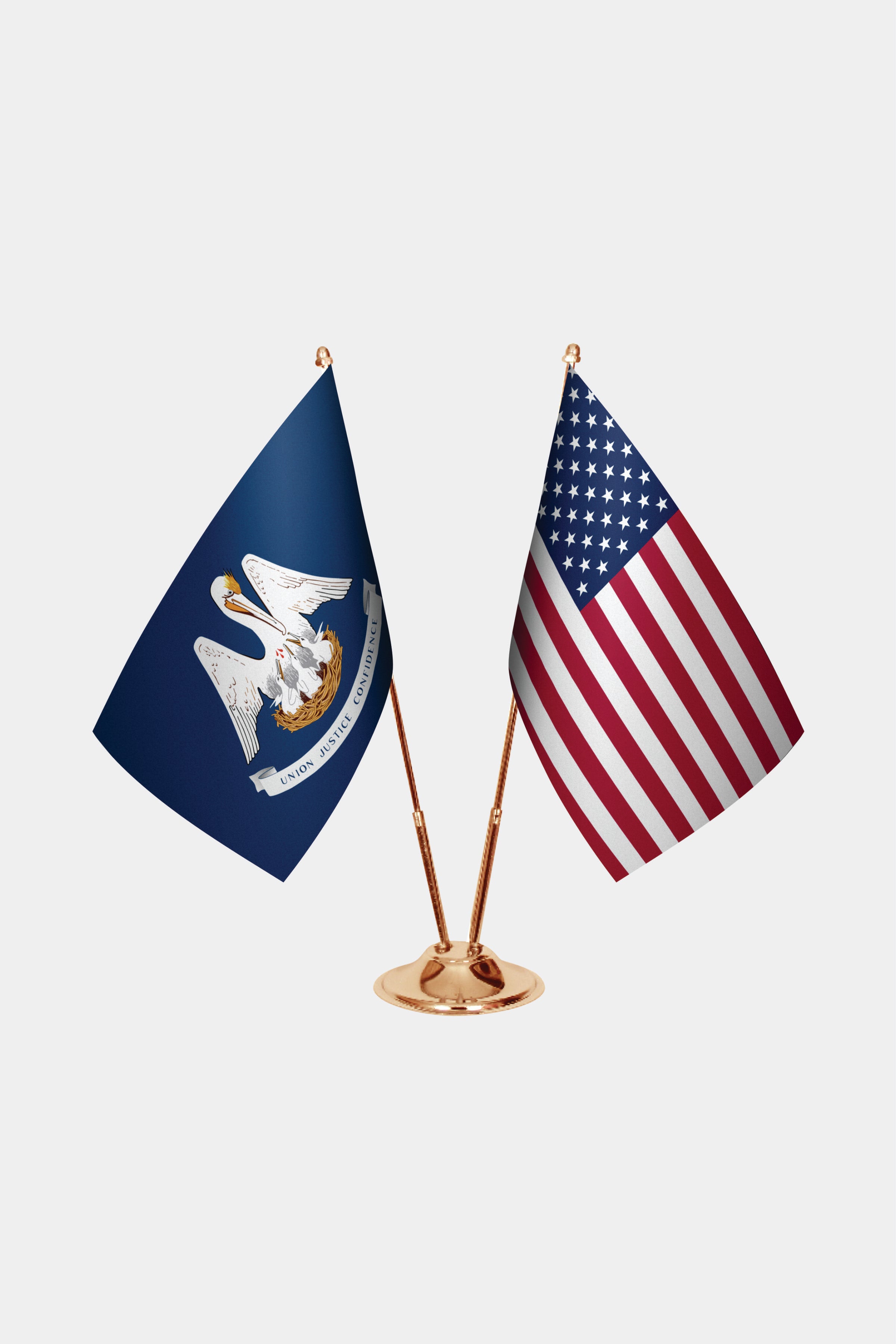 Louisiana & U.S. Desk Flag Set
