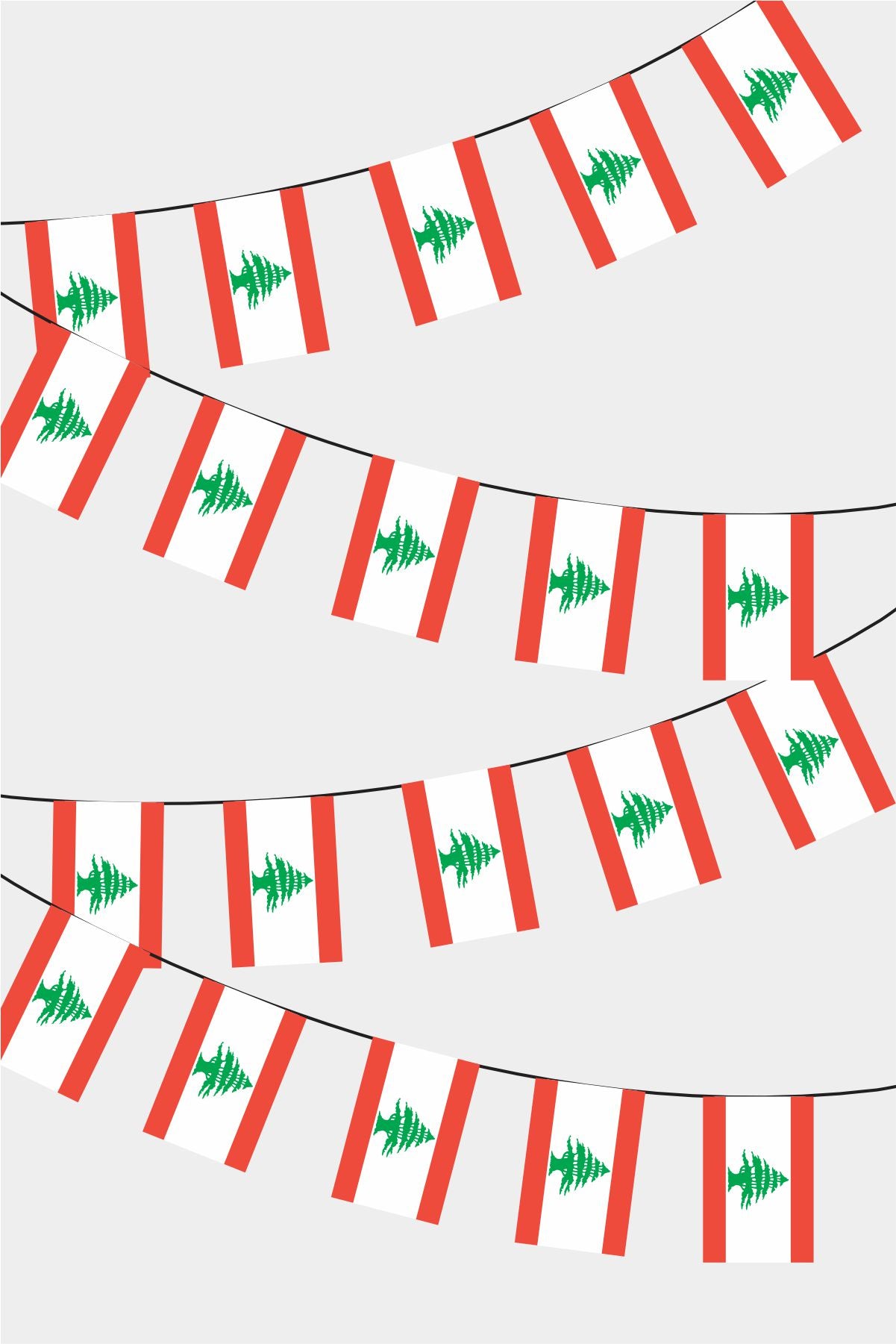 Lebanon Rectangular Flag Bunting - 50 Meters Premium String Flags for Party Decoration | Professional Quality Raschel Fabric