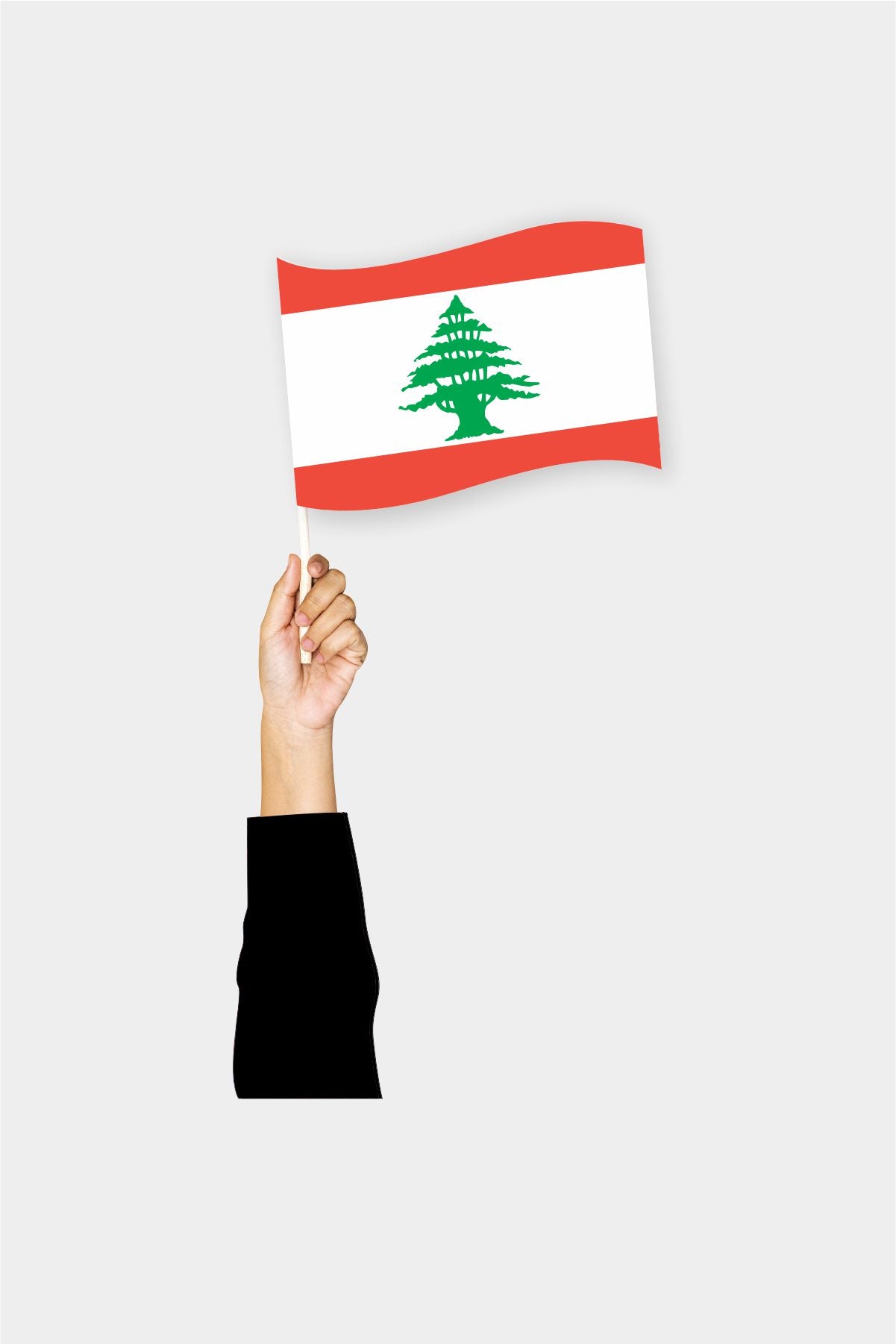 Lebanon handheld flag on stick - durable polyester country flag for events and parades