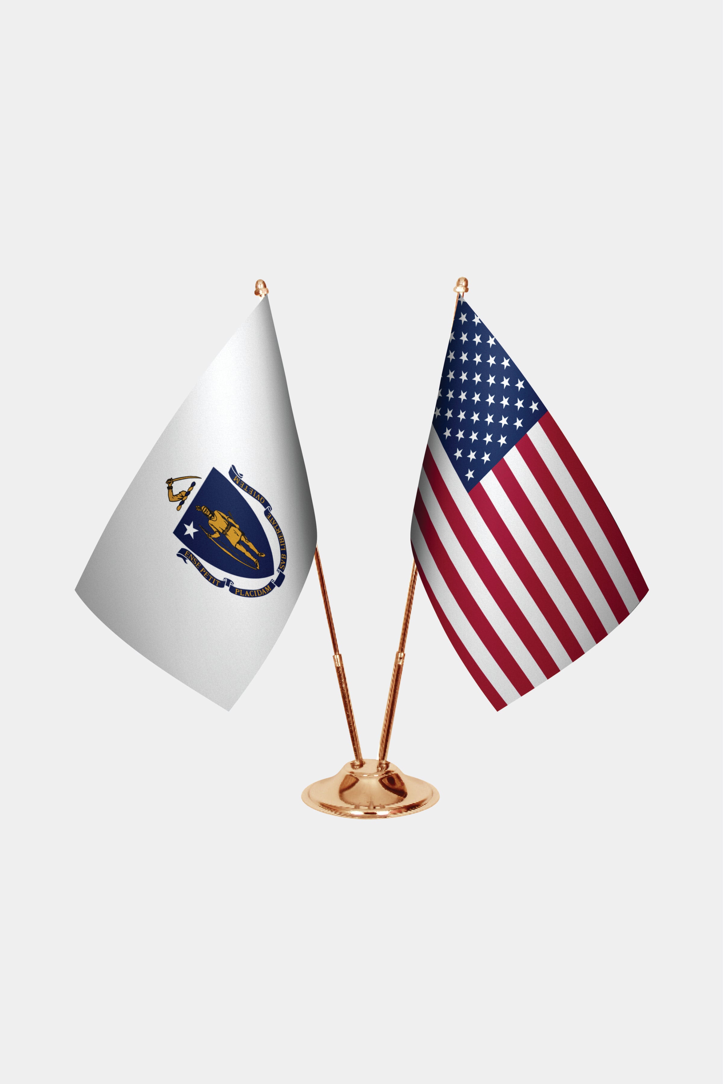 Massachusetts Gold Desk Flag