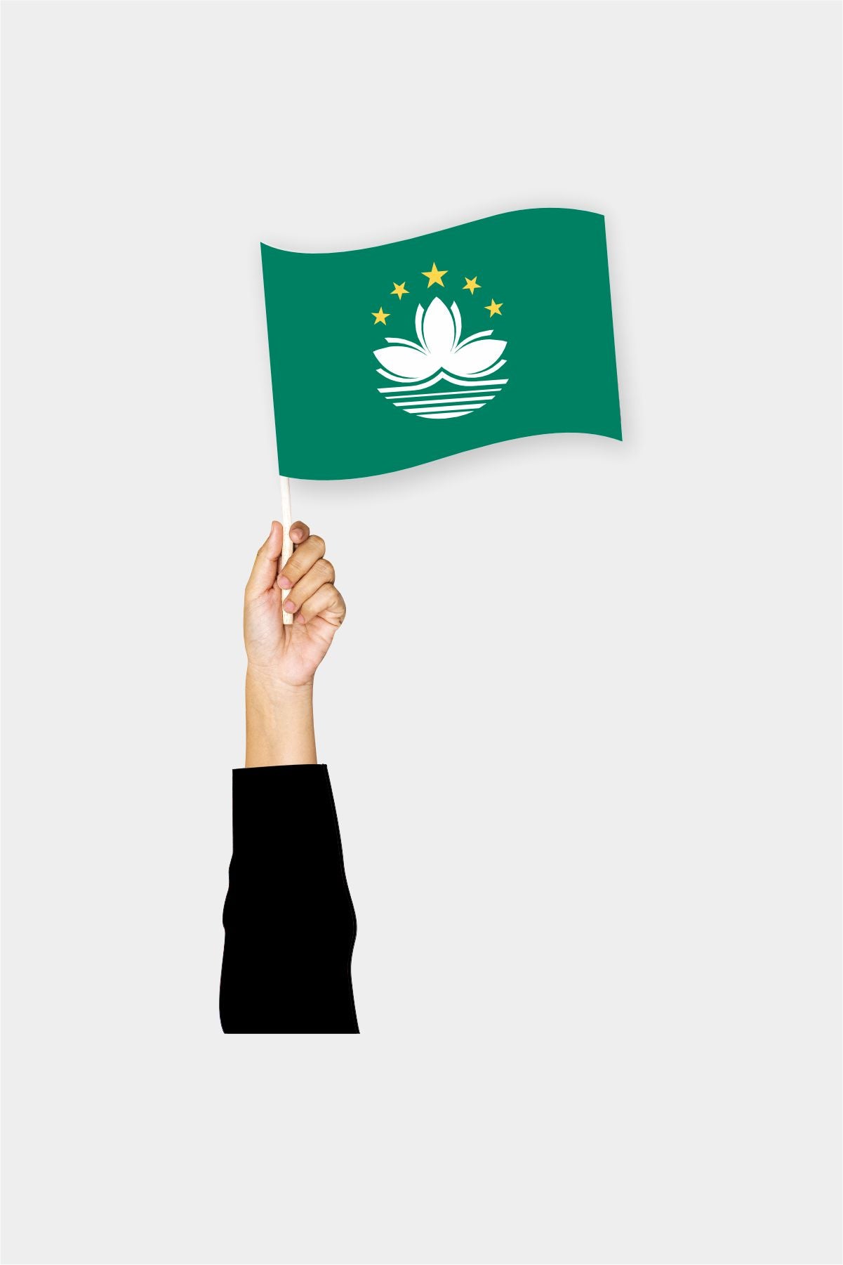 Macau handheld flag on stick - durable polyester country flag for events and parades