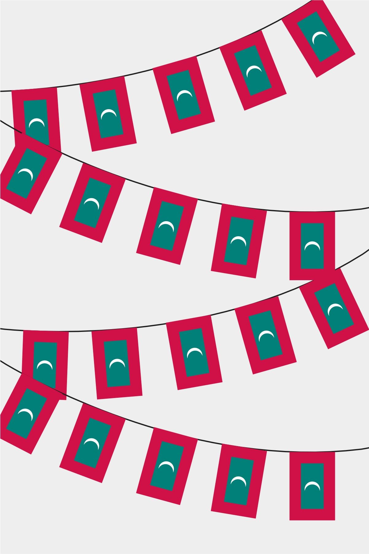 Maldives Rectangular Flag Bunting - 50 Meters Premium String Flags for Party Decoration | Professional Quality Raschel Fabric