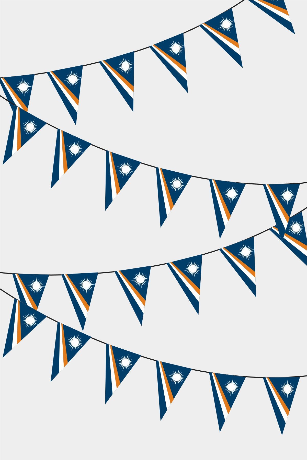 Marshall Islands Triangular Flag Bunting - 50 Meters Premium Pennant Flags for Party Decoration | Professional Quality Raschel Fabric
