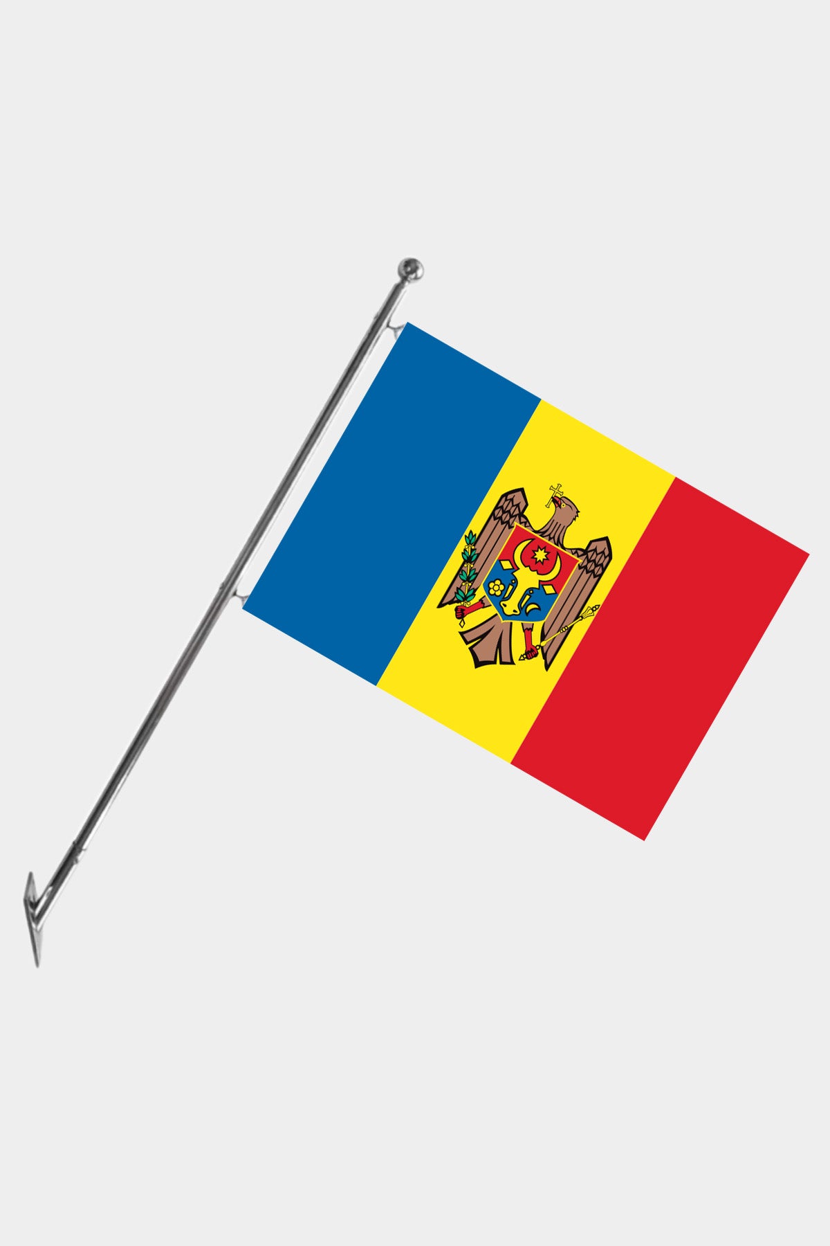 Moldova Wall-Mounted Telescopic Flagpole Set — Polyester