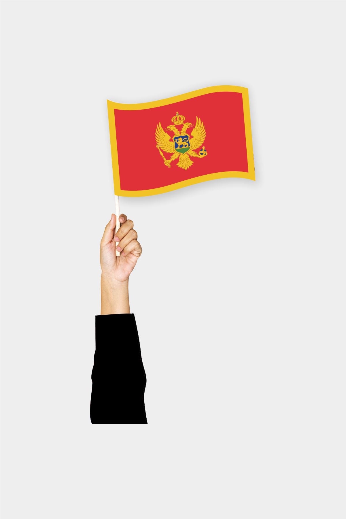 Montenegro handheld flag on stick - durable polyester country flag for events and parades