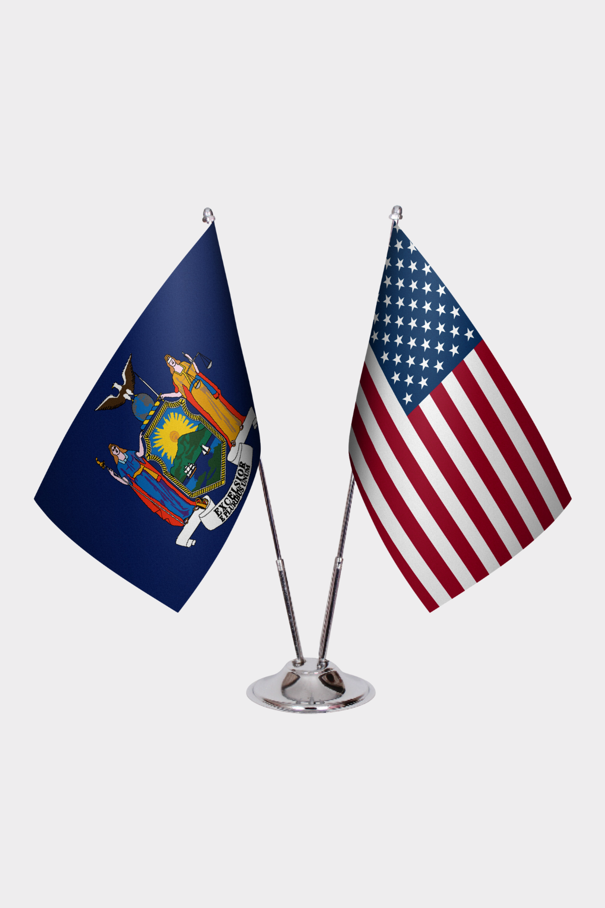 New York & U.S. Desk Flag Set