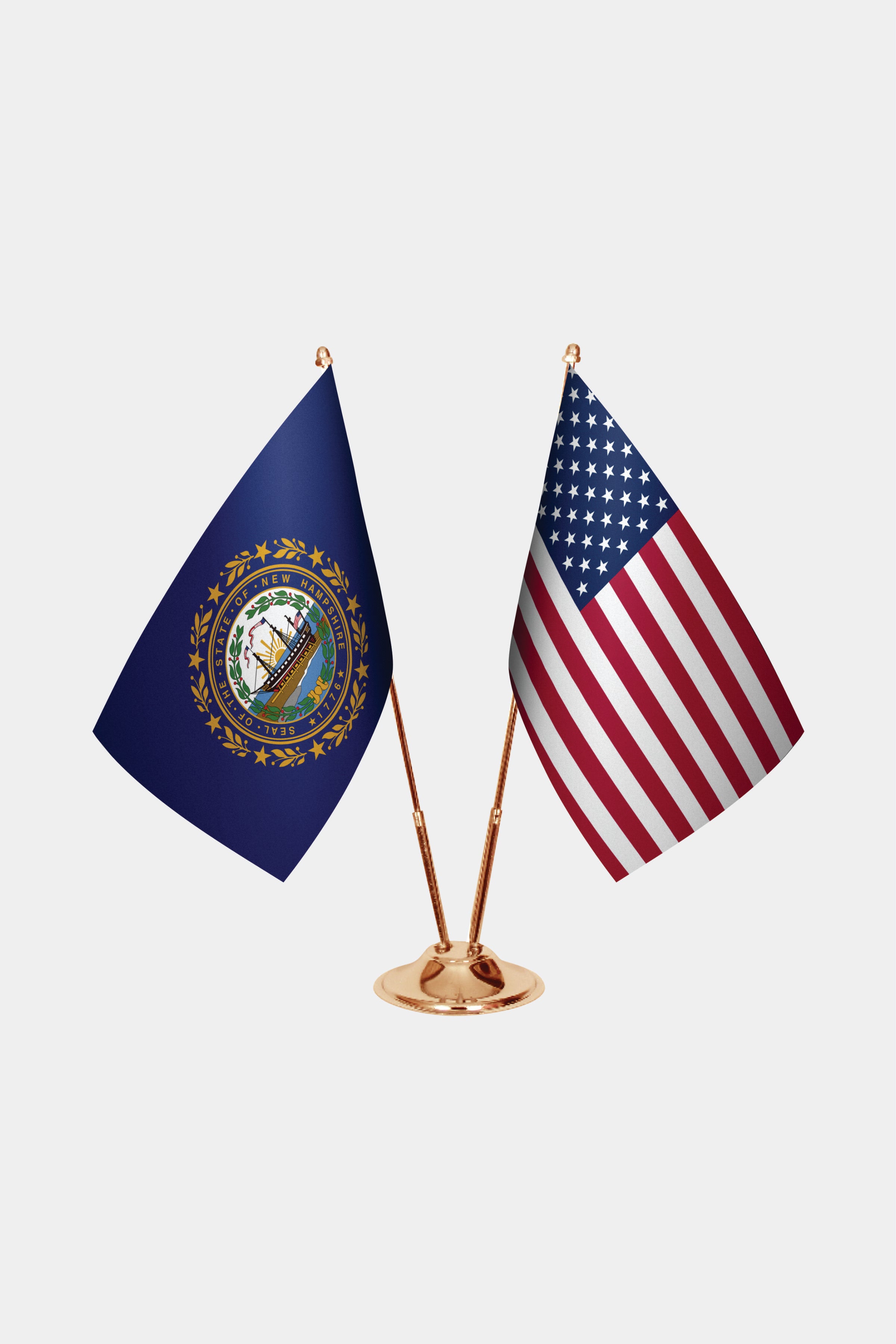 New Hampshire & U.S. Desk Flag Set