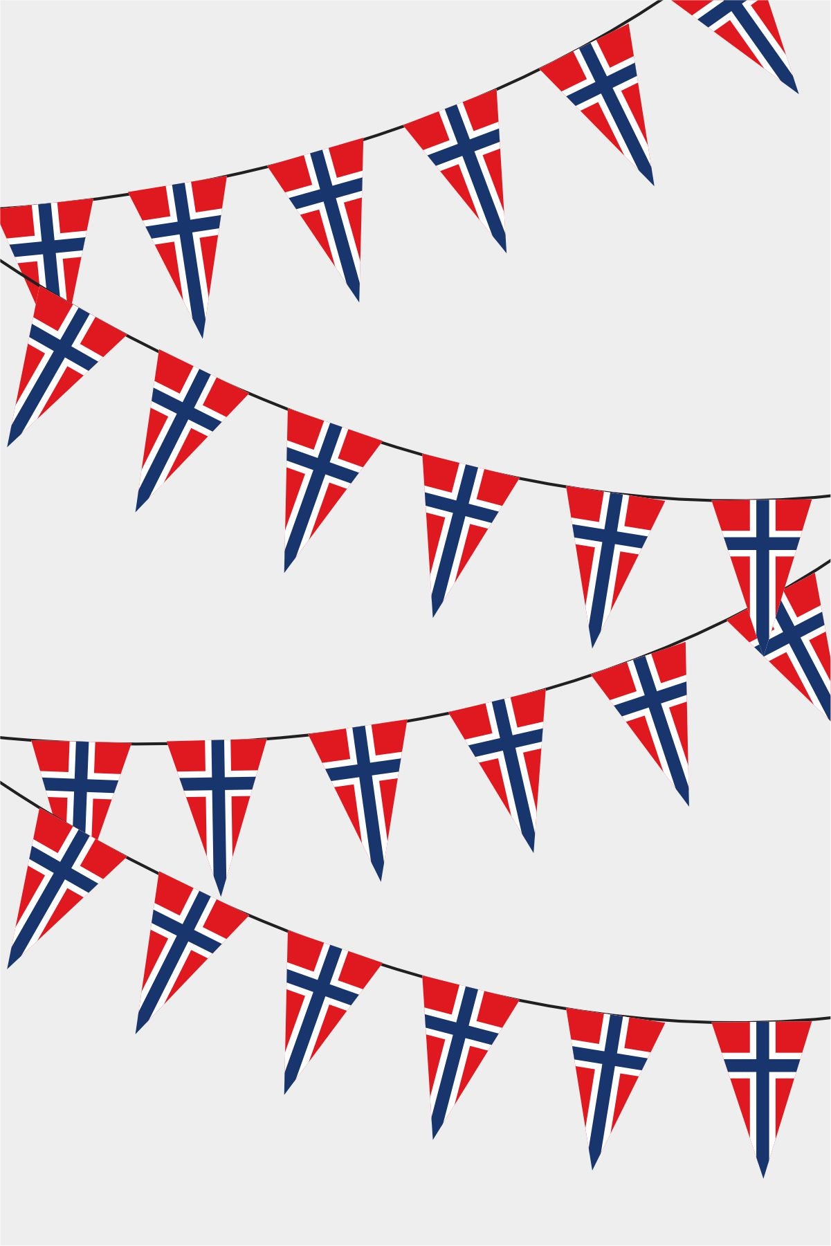 Norway Triangular Flag Bunting - 50 Meters Premium Pennant Flags for Party Decoration | Professional Quality Raschel Fabric