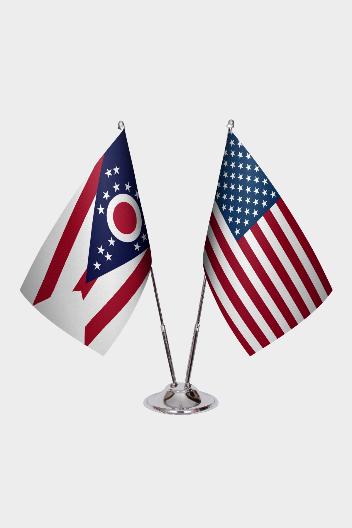 Ohio & U.S. Desk Flag Set — Double Satin