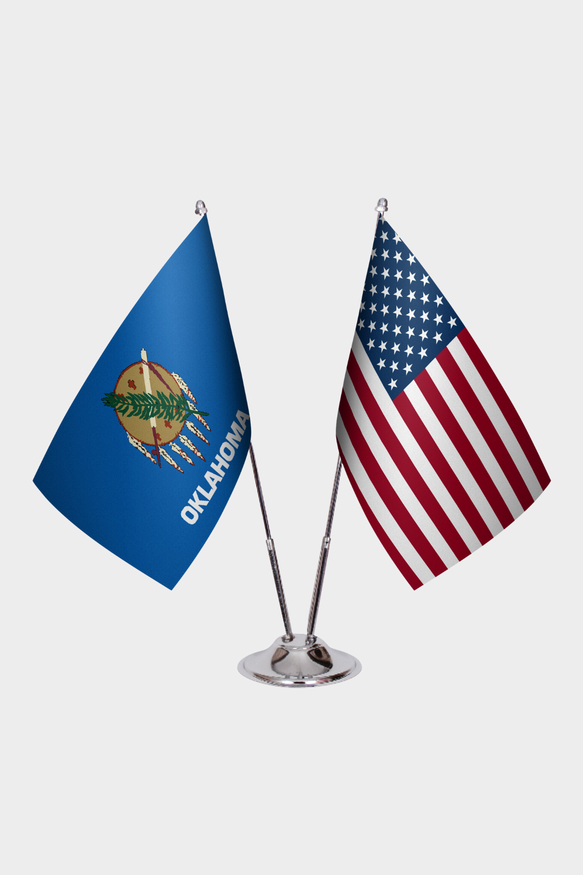 Oklahoma & U.S. Desk Flag Set — Double Satin