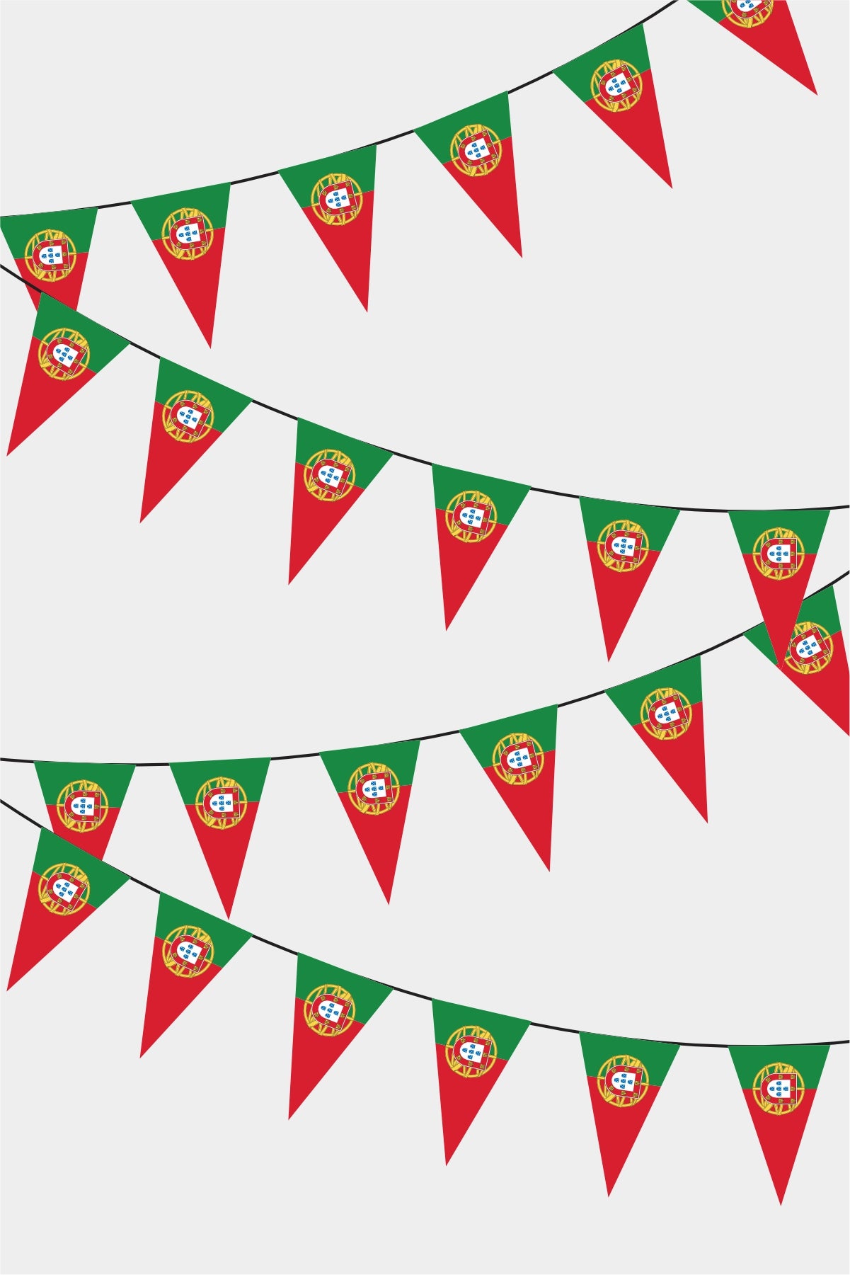 Portugal Triangular Flag Bunting - 50 Meters Premium Pennant Flags for Party Decoration | Professional Quality Raschel Fabric