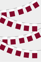 Qatar Rectangular Flag Bunting - 50 Meters Premium String Flags for Party Decoration | Professional Quality Raschel Fabric