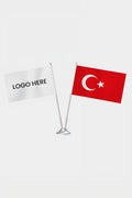 Logo Printed Turkish Desk Flag Set