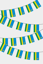 Rwanda Rectangular Flag Bunting - 50 Meters Premium String Flags for Party Decoration | Professional Quality Raschel Fabric