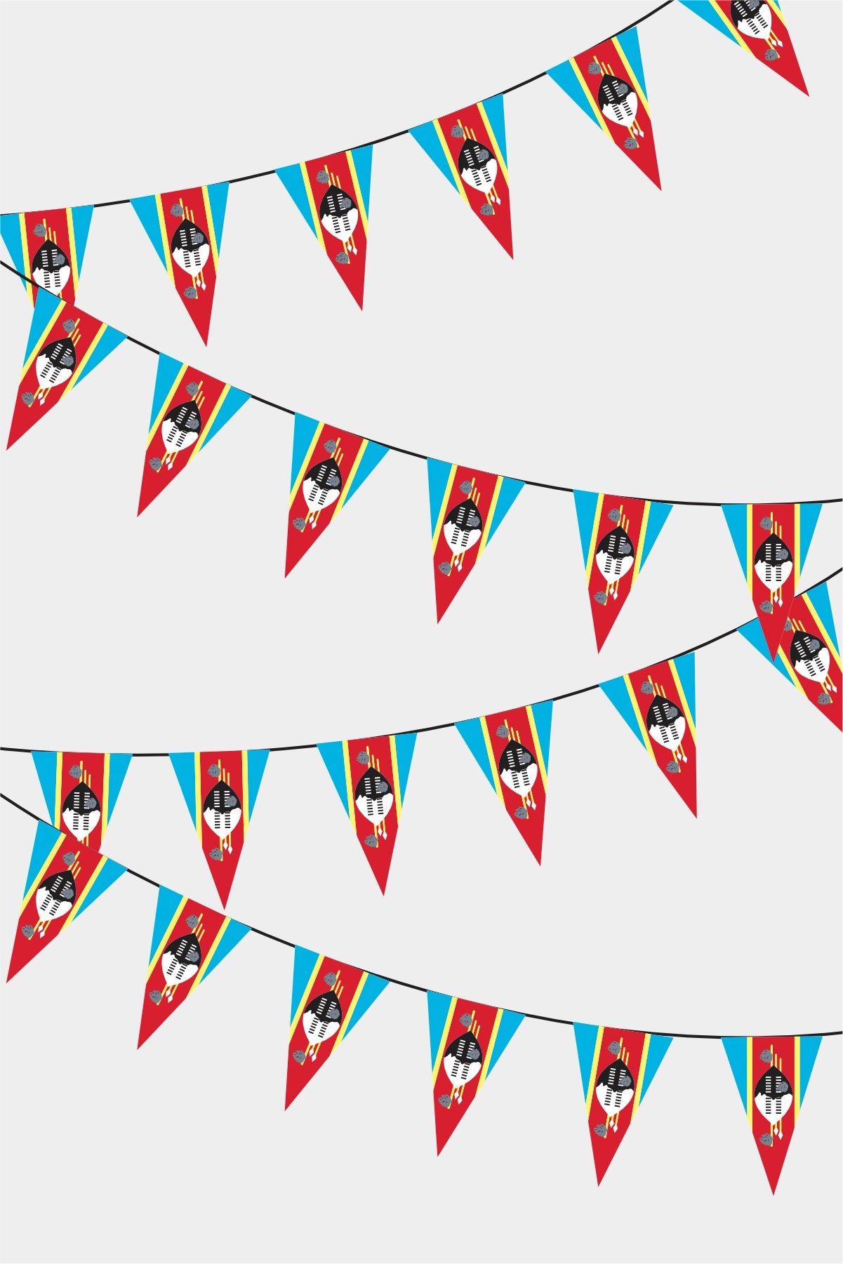 Swaziland Triangular Flag Bunting - 50 Meters Premium Pennant Flags for Party Decoration | Professional Quality Raschel Fabric