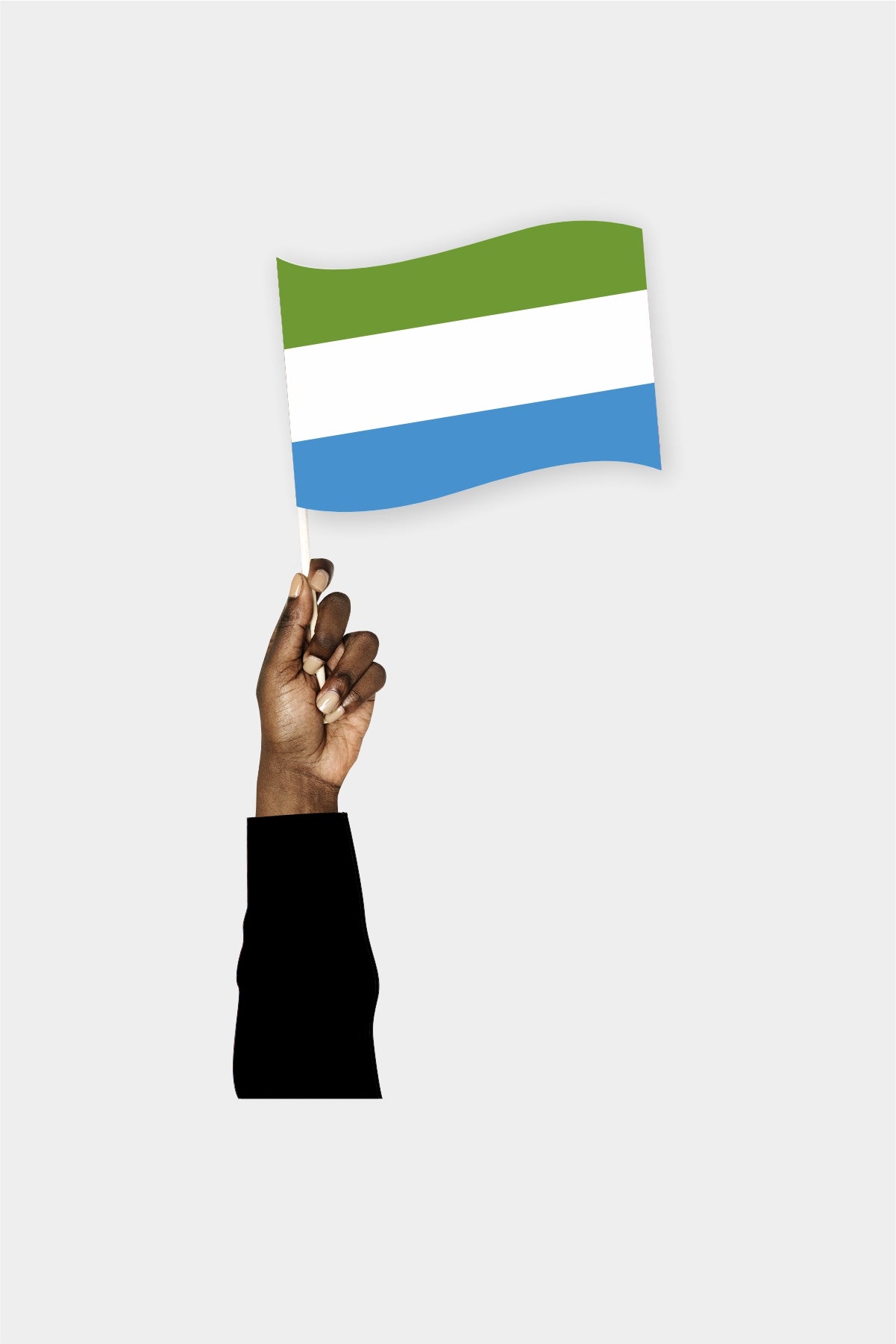 Sierra Leone handheld flag on stick - durable polyester country flag for events and parades