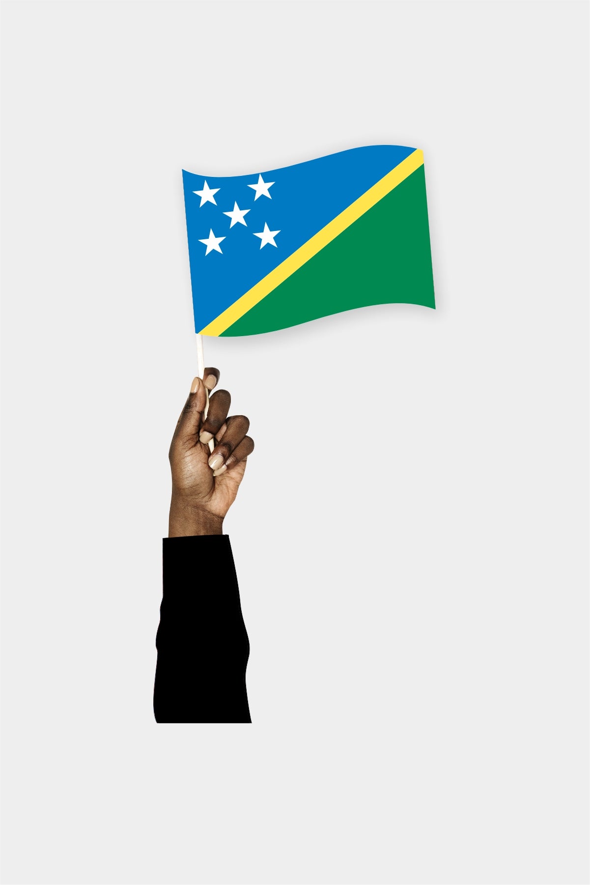 Solomon Islands handheld flag on stick - durable polyester country flag for events and parades