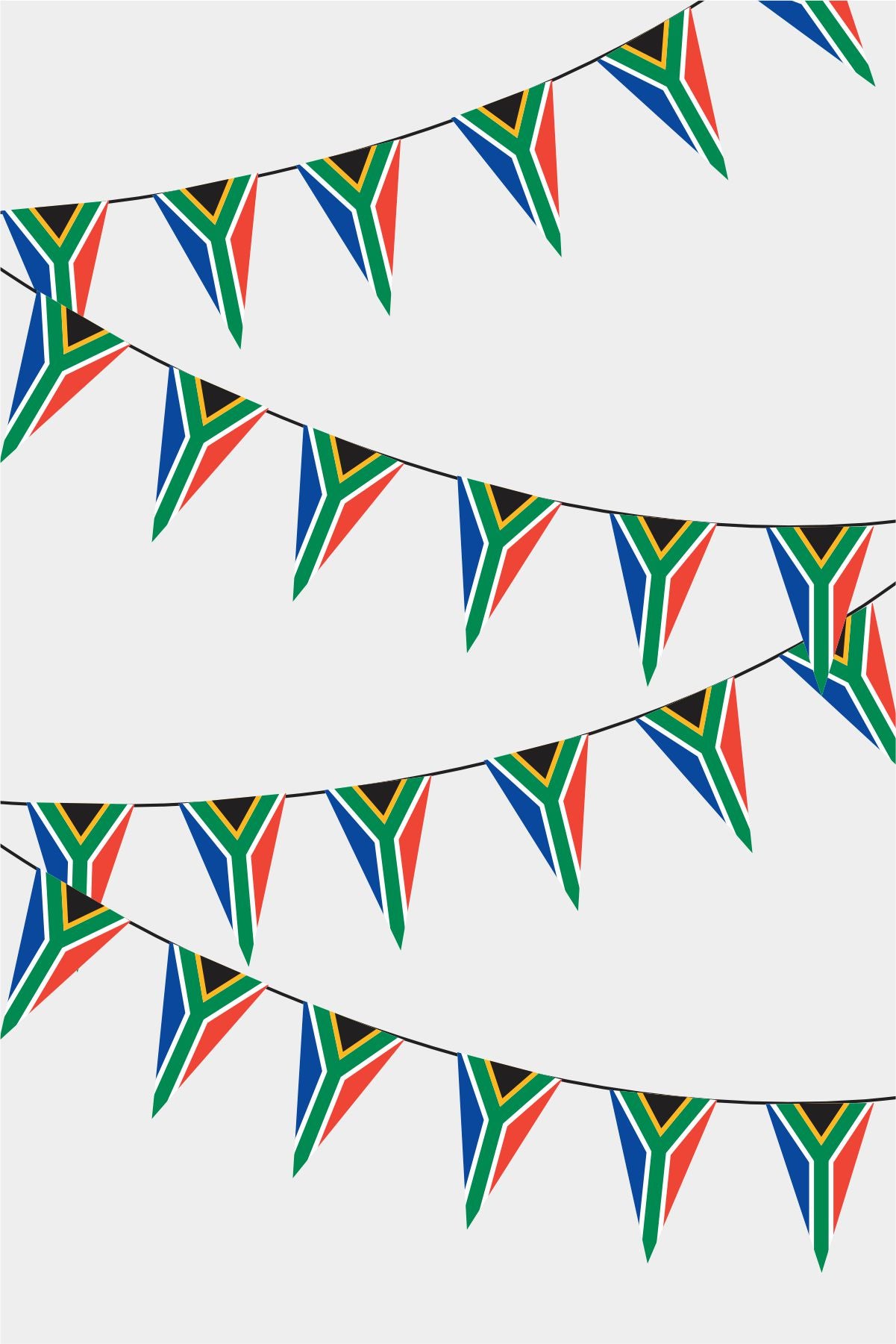South Africa Triangular Flag Bunting - 50 Meters Premium Pennant Flags for Party Decoration | Professional Quality Raschel Fabric