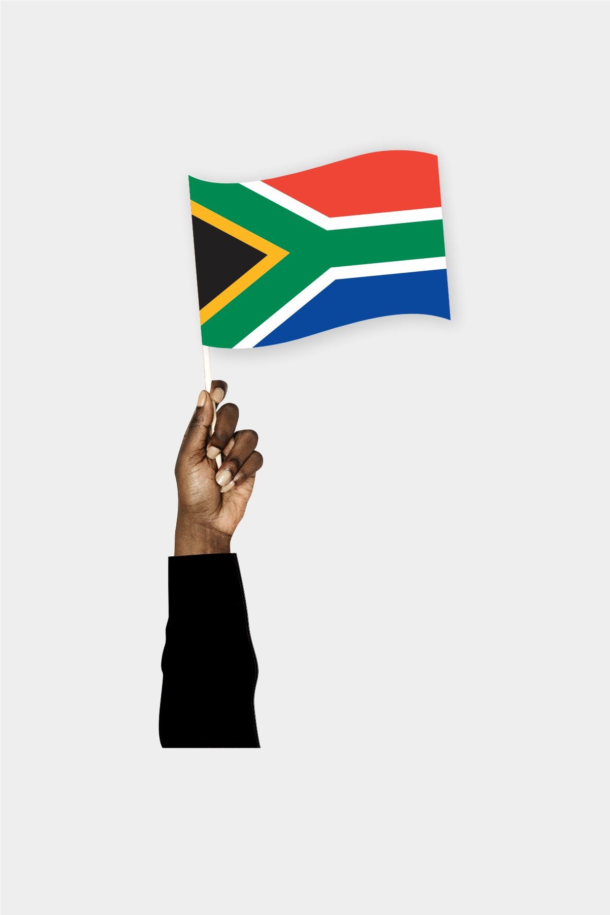 South Africa handheld flag on stick - durable polyester country flag for events and parades