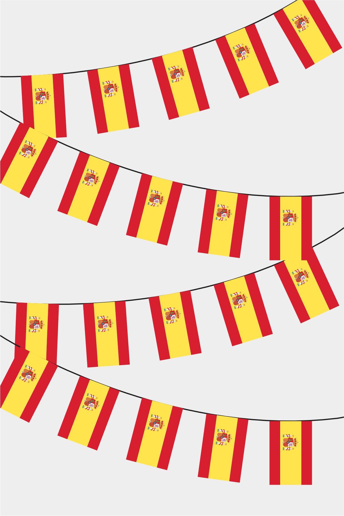 Spain Rectangular Flag Bunting - 50 Meters Premium String Flags for Party Decoration | Professional Quality Raschel Fabric