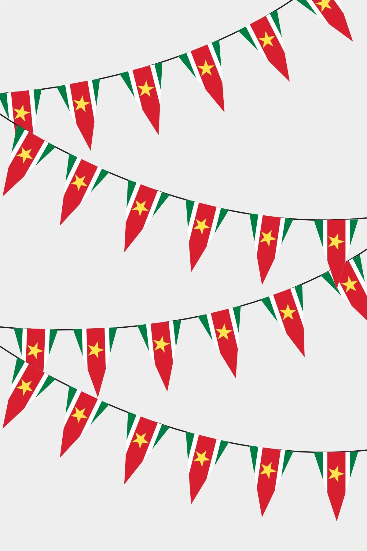 Suriname Triangular Flag Bunting - 50 Meters Premium Pennant Flags for Party Decoration | Professional Quality Raschel Fabric