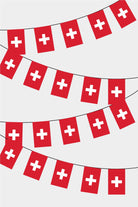 Switzerland Rectangular Flag Bunting - 50 Meters Premium String Flags for Party Decoration | Professional Quality Raschel Fabric