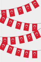 Türki̇ye Rectangular Flag Bunting - 50 Meters Premium String Flags for Party Decoration | Professional Quality Raschel Fabric