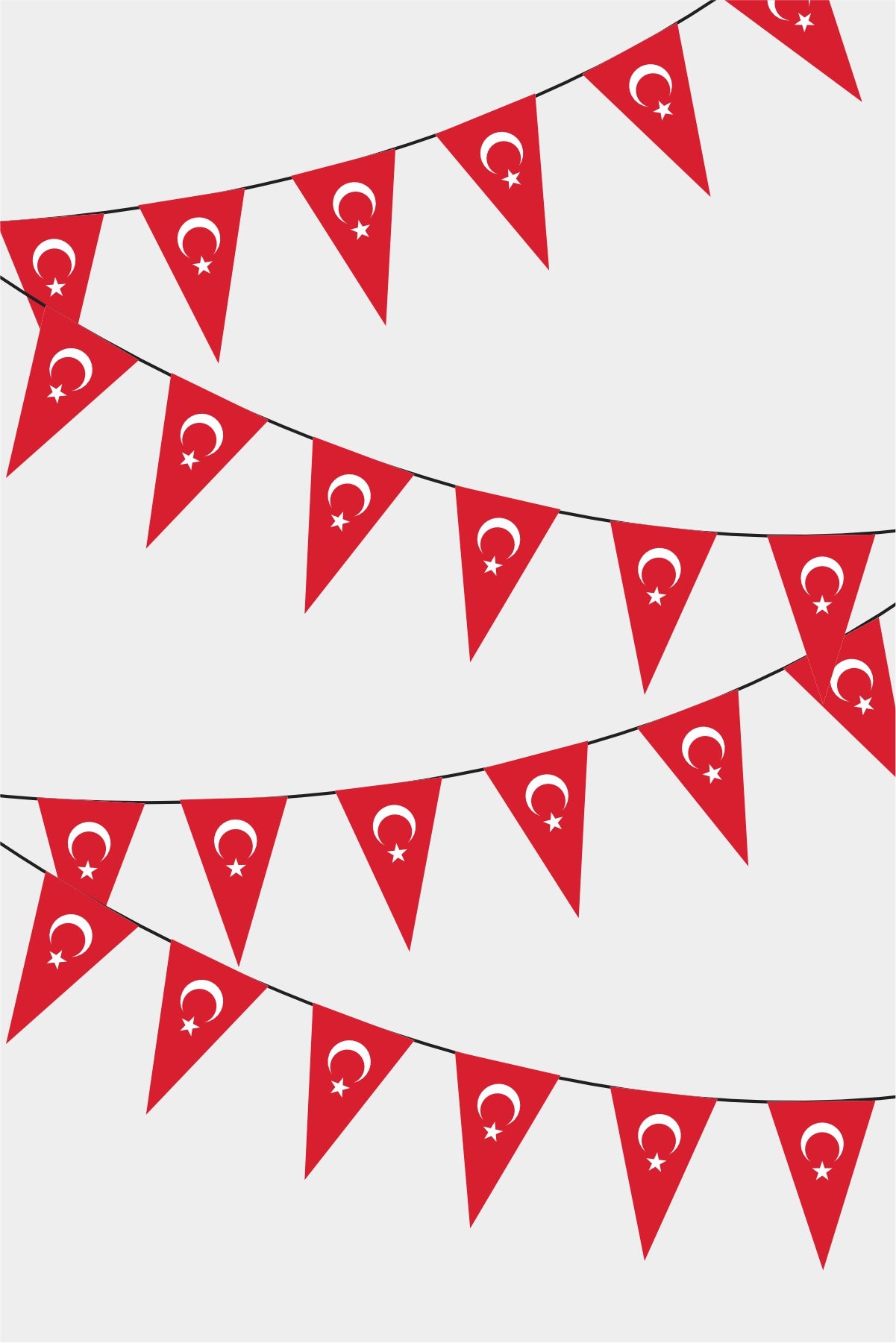 Türki̇ye Triangular Flag Bunting - 50 Meters Premium Pennant Flags for Party Decoration | Professional Quality Raschel Fabric