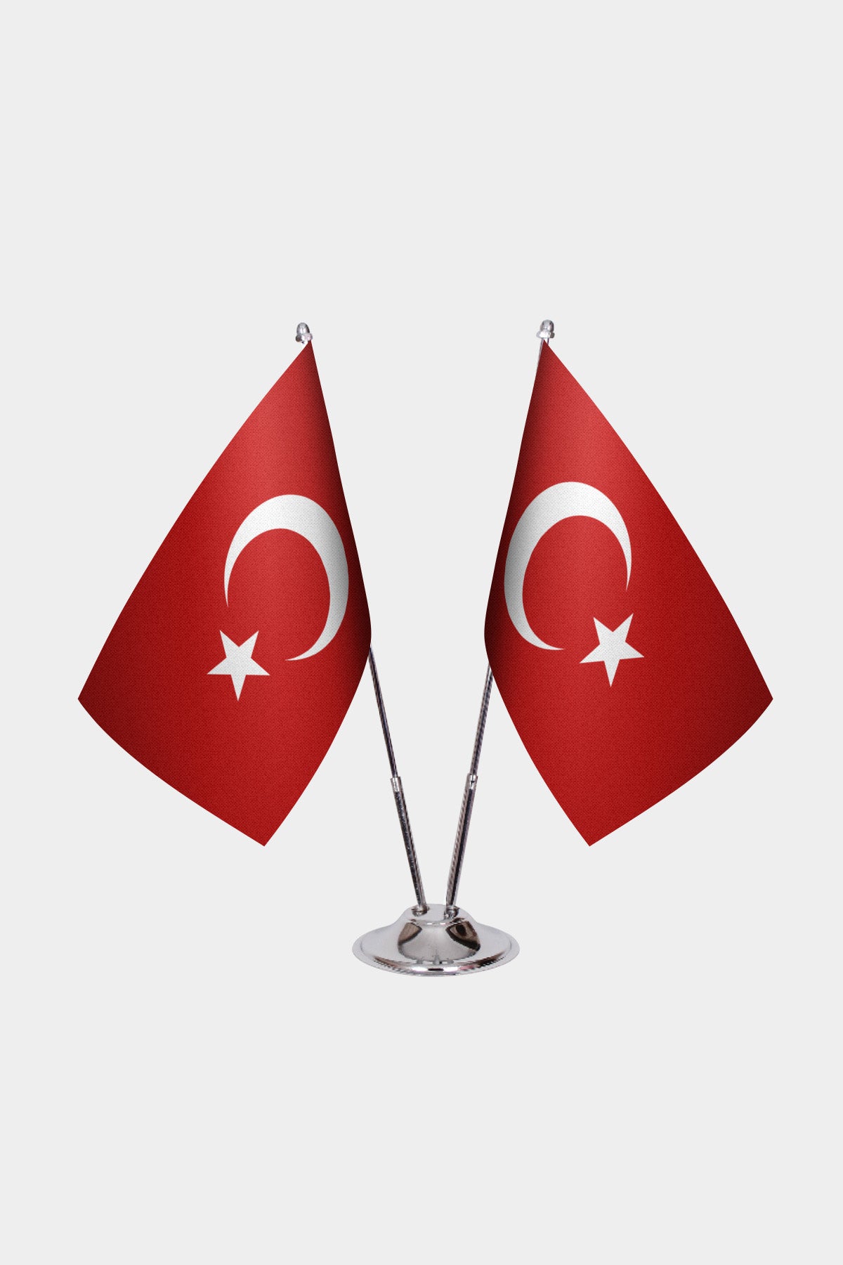 Turkey and Turkey desk flag set with chrome pole and base